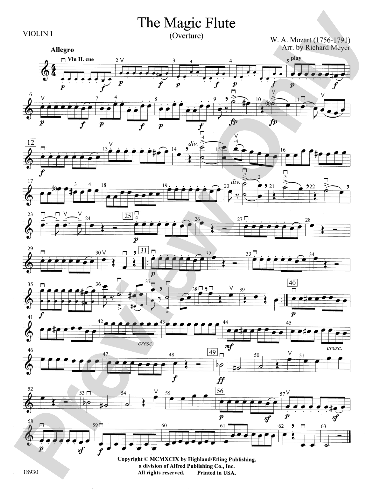 The Magic Flute (Overture): 1st Violin