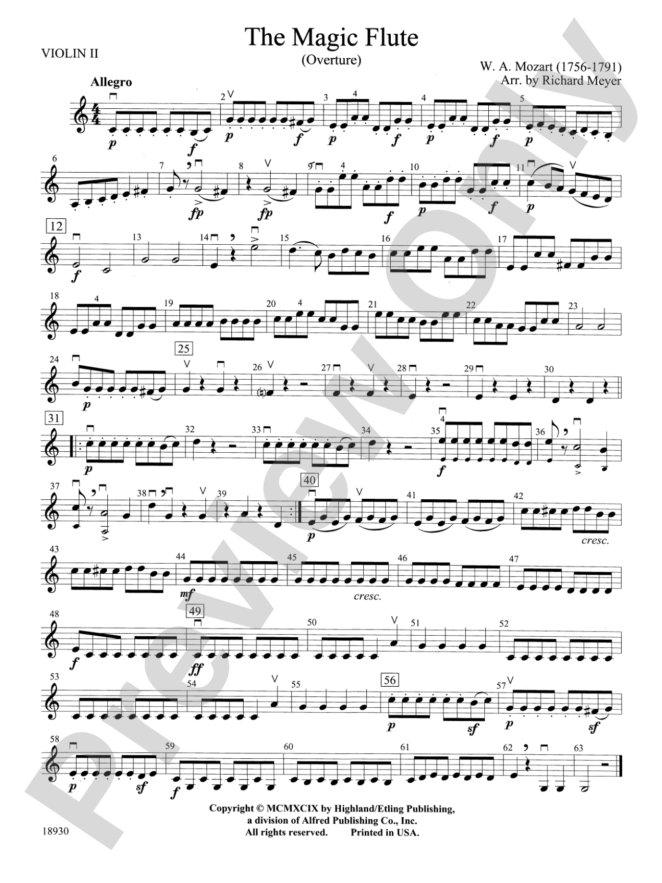 The Magic Flute (Overture): 2nd Violin