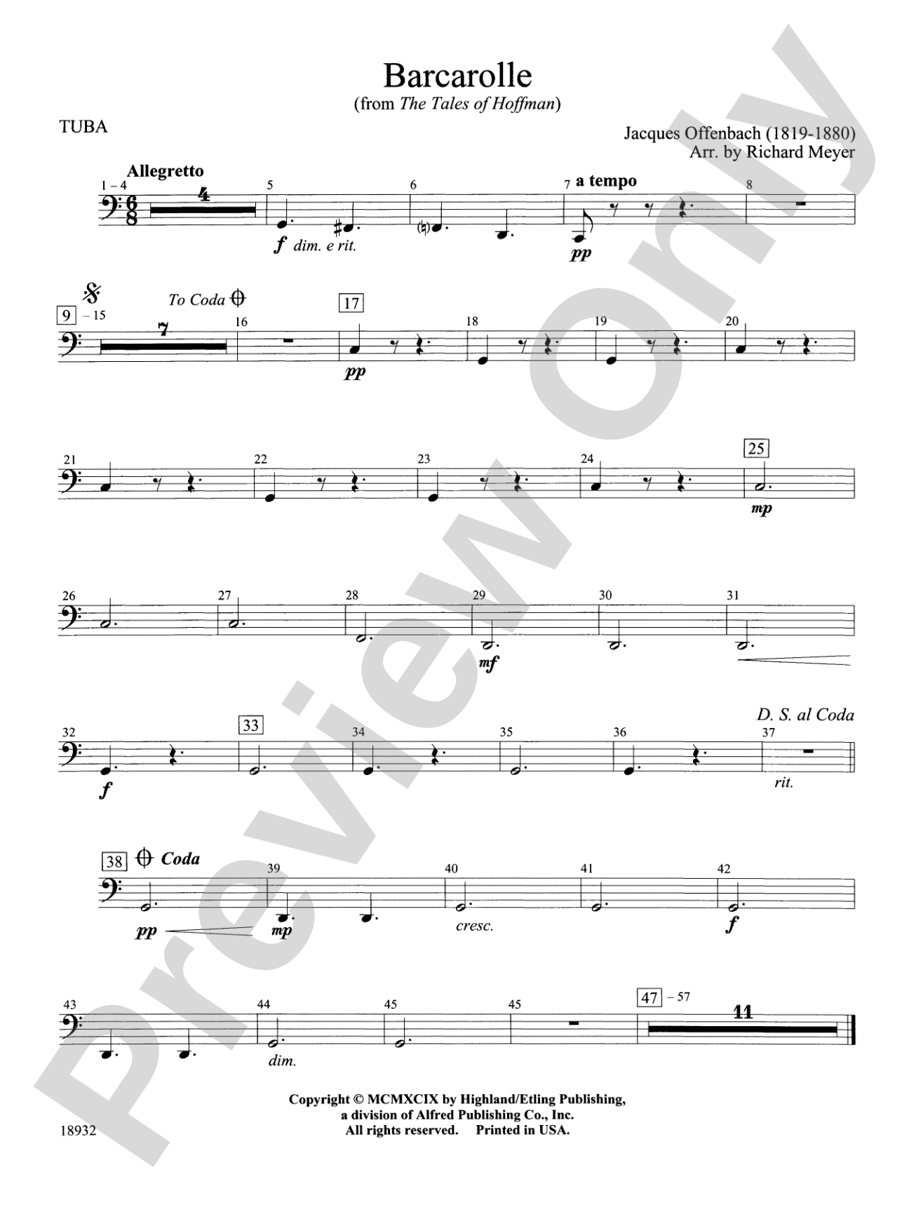Barcarolle from "The Tales of Hoffman": Tuba