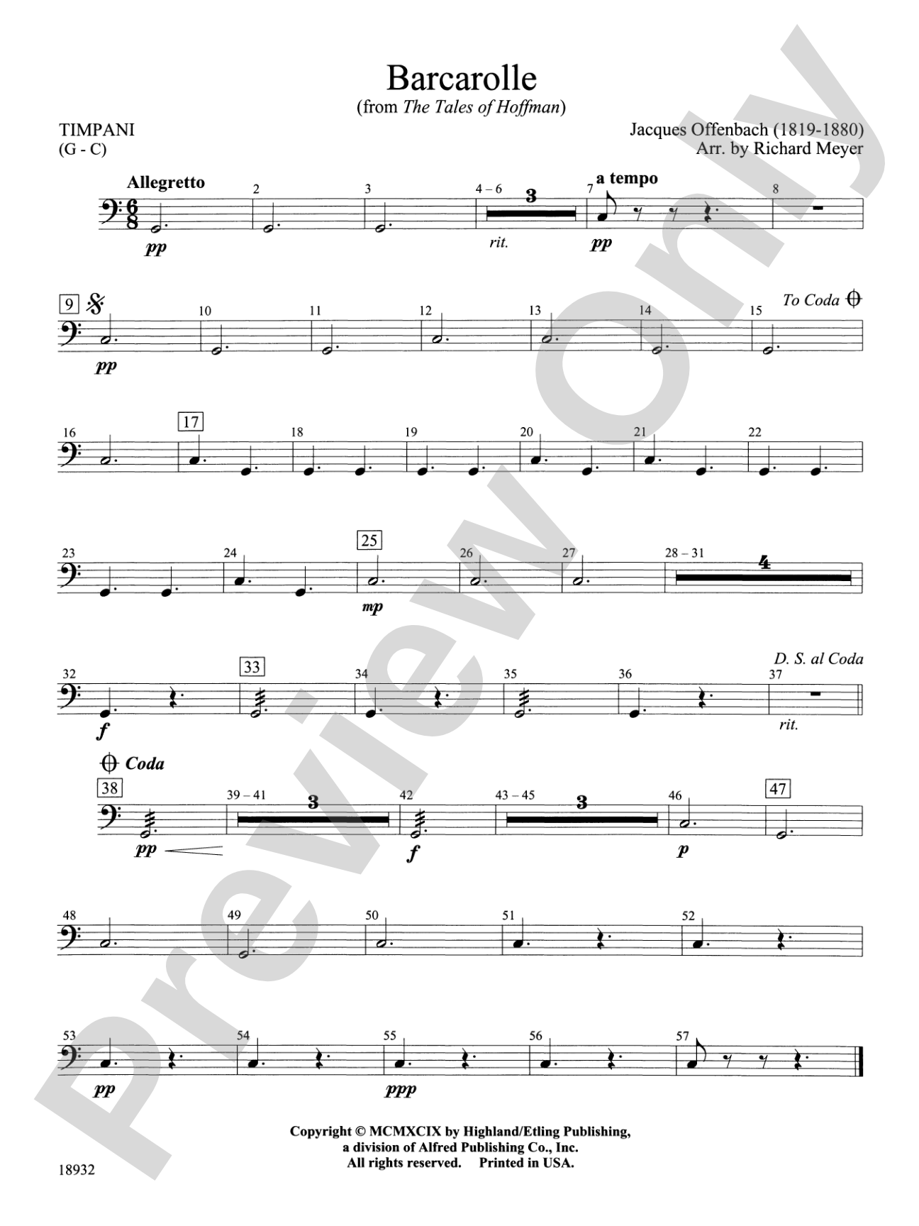 Barcarolle from "The Tales of Hoffman": Timpani