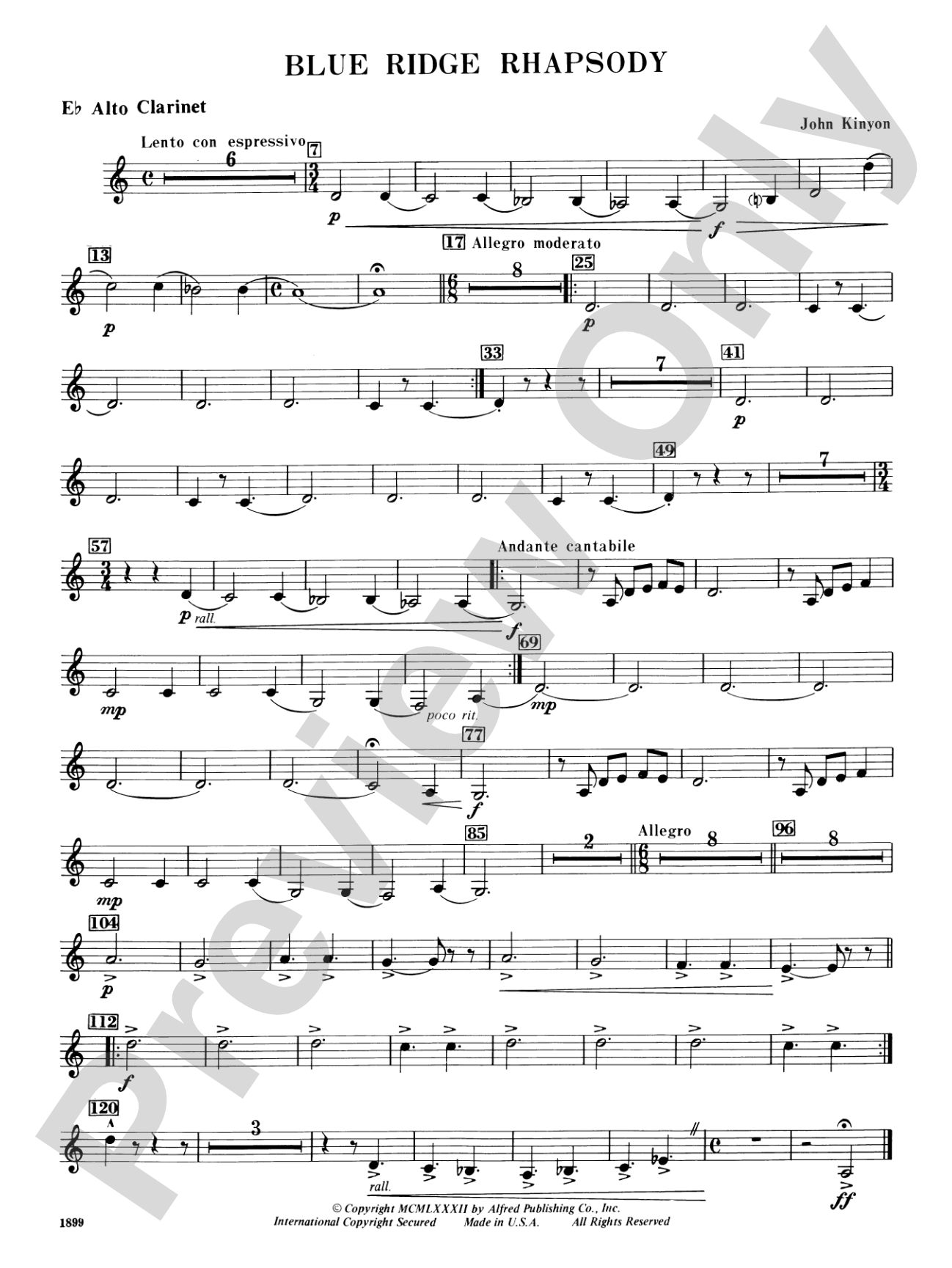 Blue Ridge Rhapsody: E-flat Alto Clarinet
