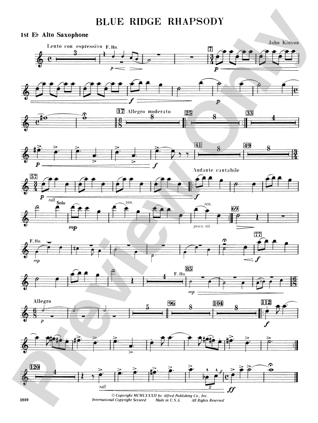 Blue Ridge Rhapsody: E-flat Alto Saxophone