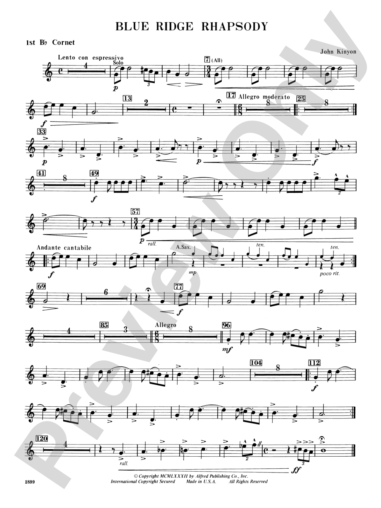 Blue Ridge Rhapsody: 1st B-flat Cornet