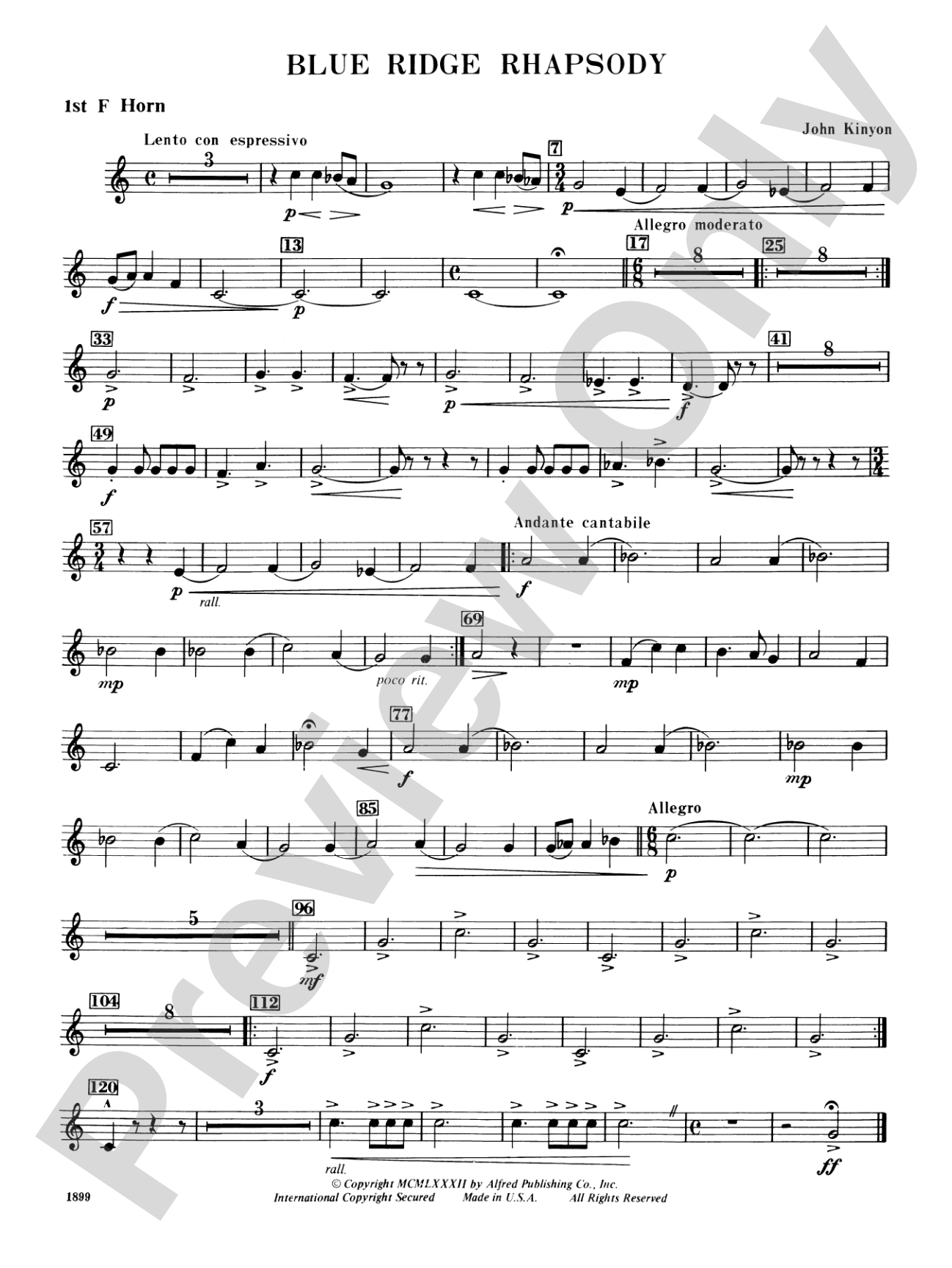 Blue Ridge Rhapsody: 1st F Horn