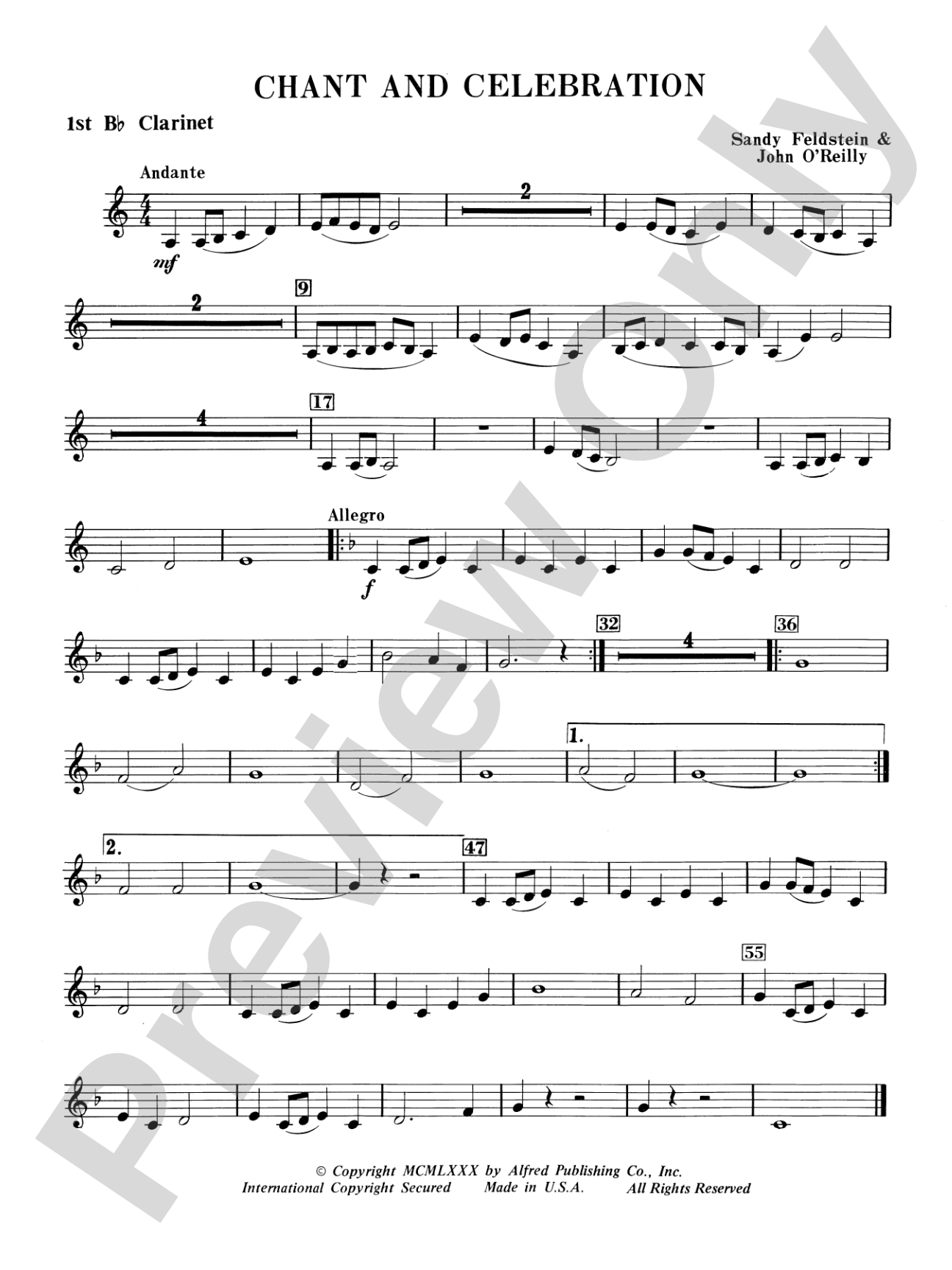 Chant and Celebration: 1st B-flat Clarinet