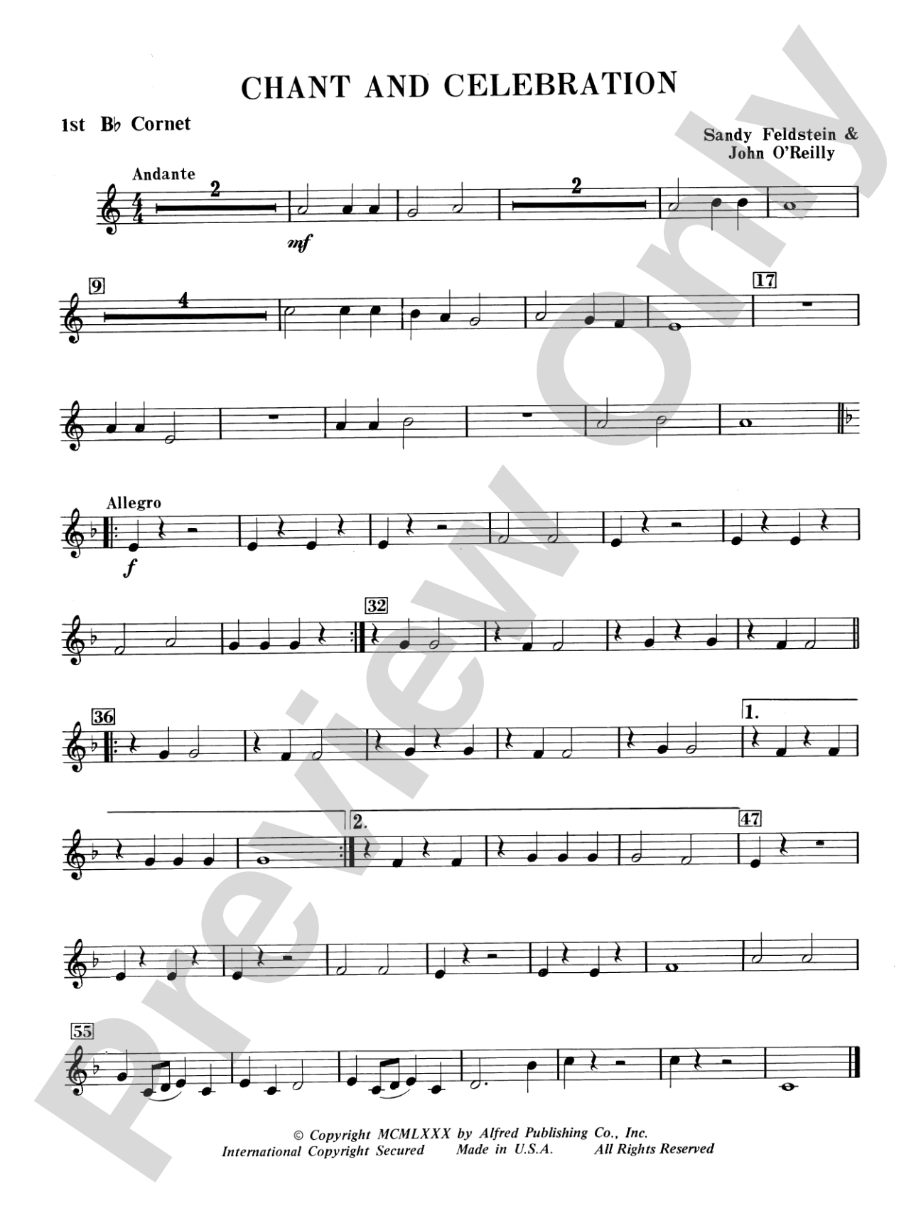 Chant and Celebration: 1st B-flat Cornet