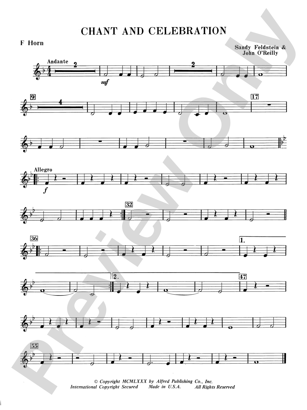 Chant and Celebration: 1st F Horn