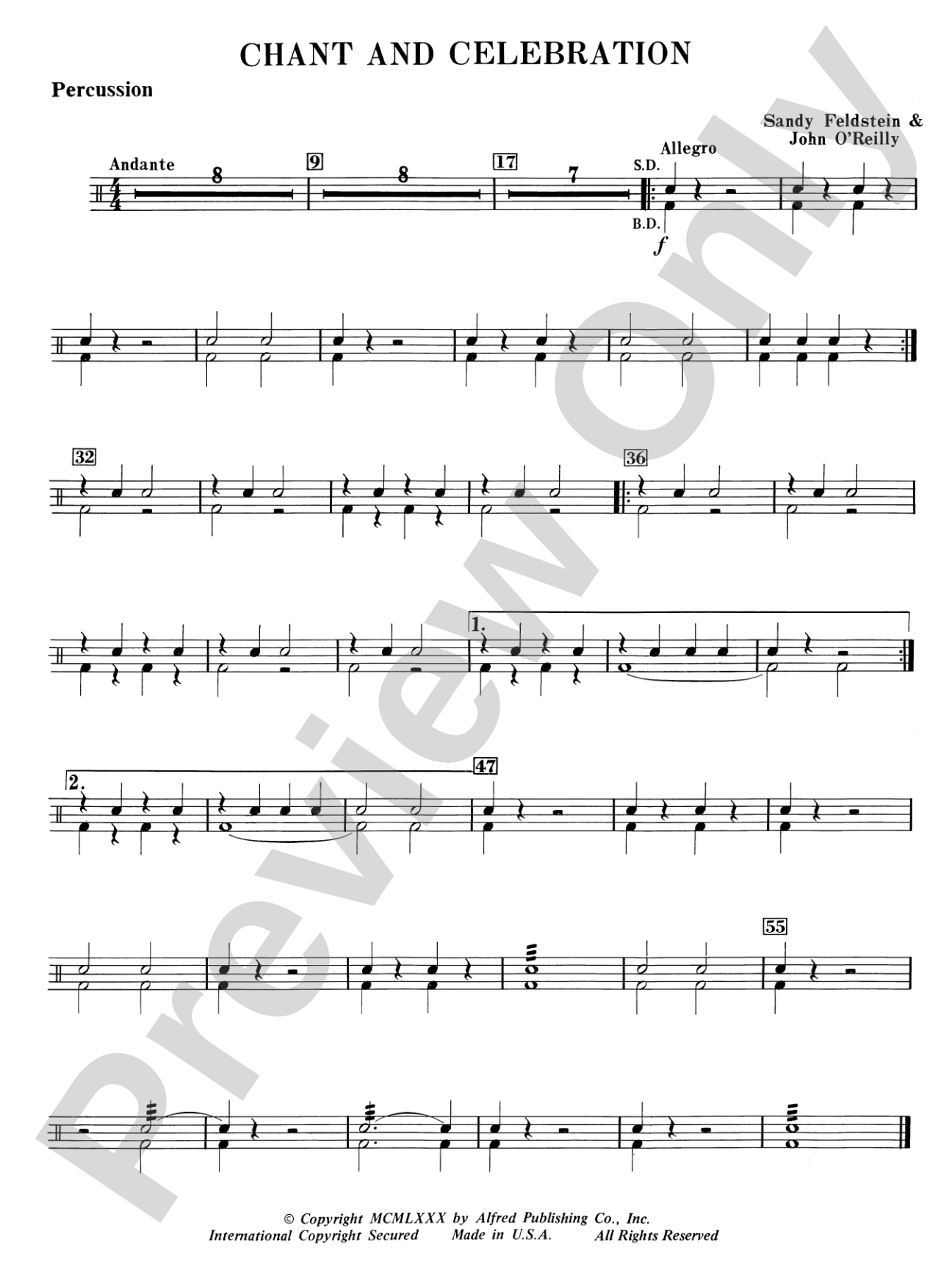 Chant and Celebration: 1st Percussion