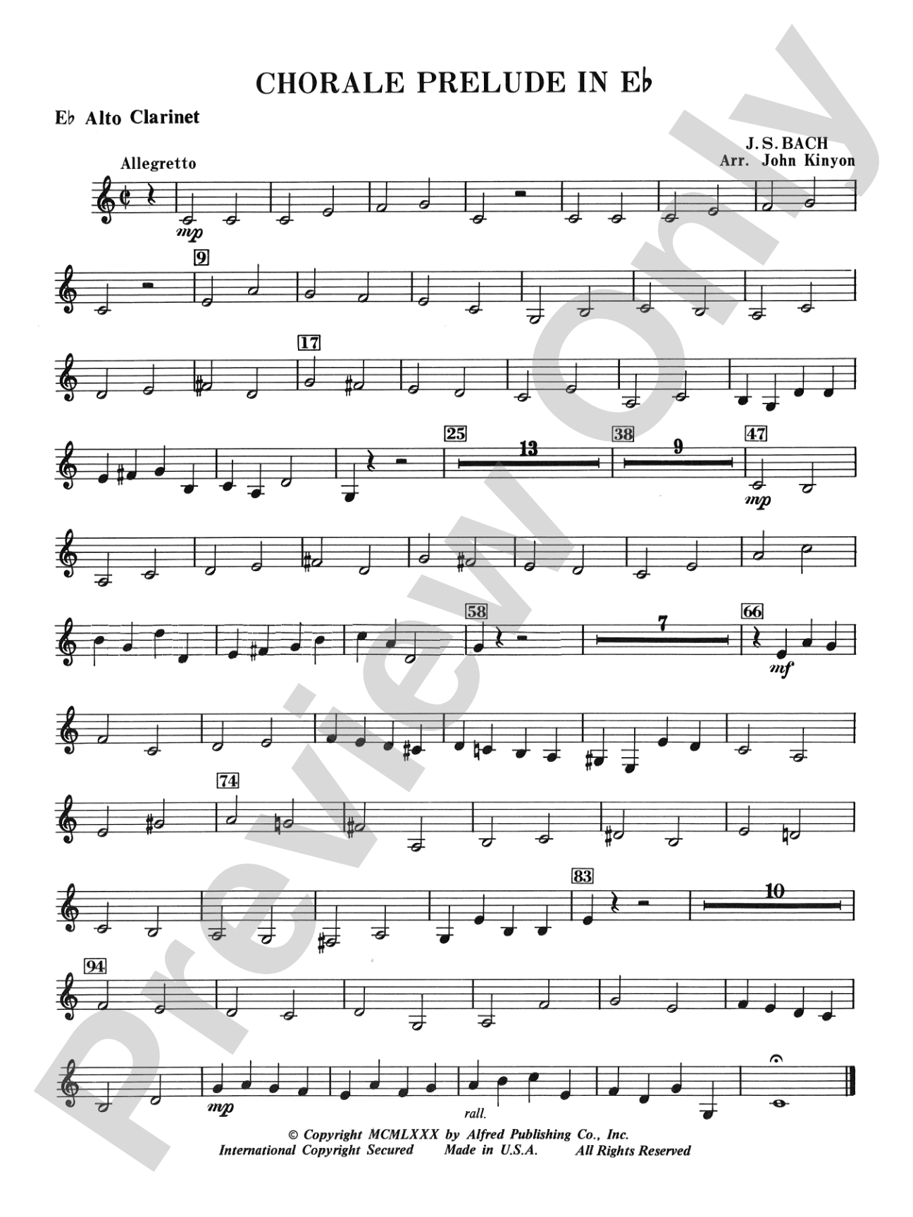 Chorale Prelude in E-Flat: E-flat Alto Clarinet