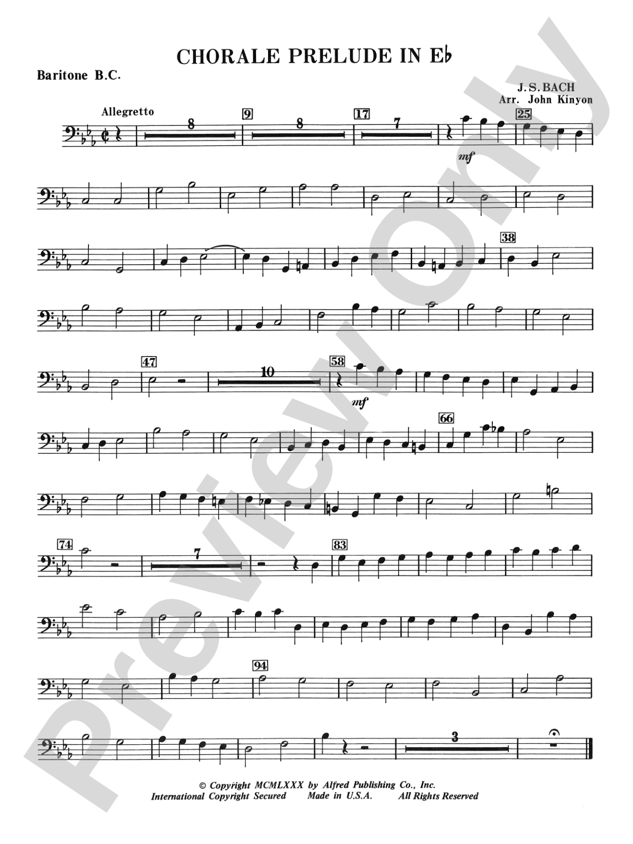 Chorale Prelude in E-Flat: Baritone B.C.