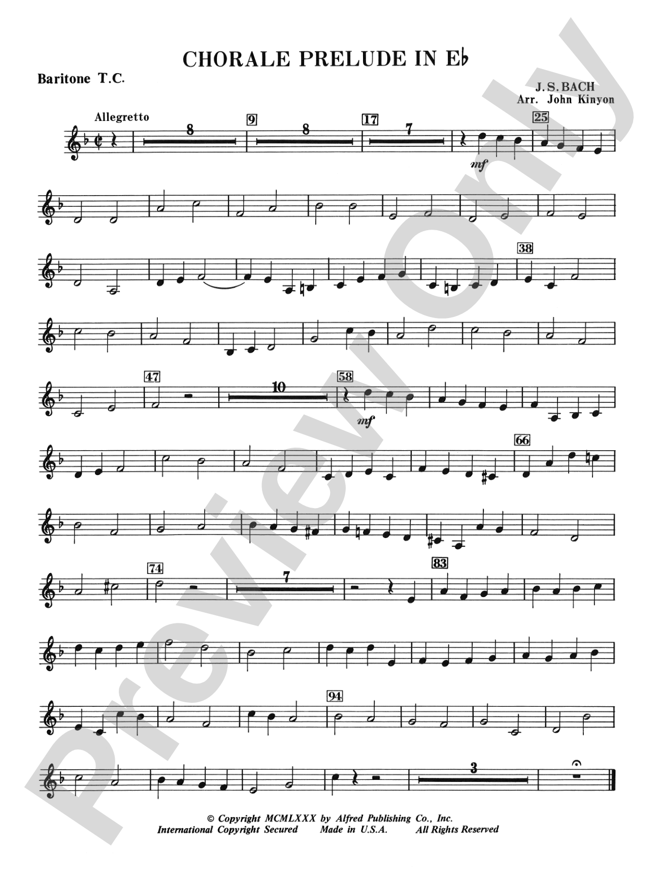 Chorale Prelude in E-Flat: Baritone T.C.