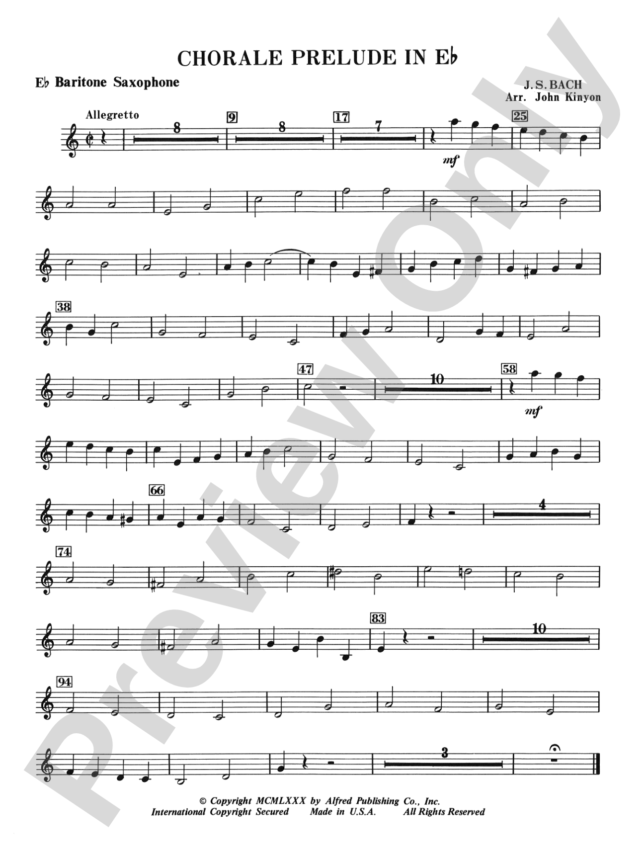 Chorale Prelude in E-Flat: E-flat Baritone Saxophone