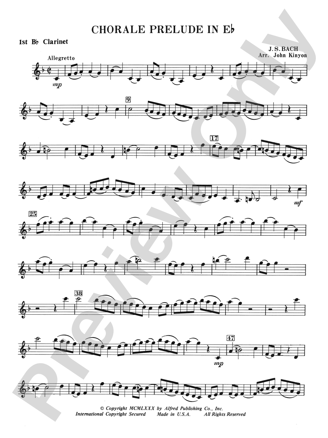 Chorale Prelude in E-Flat: 1st B-flat Clarinet