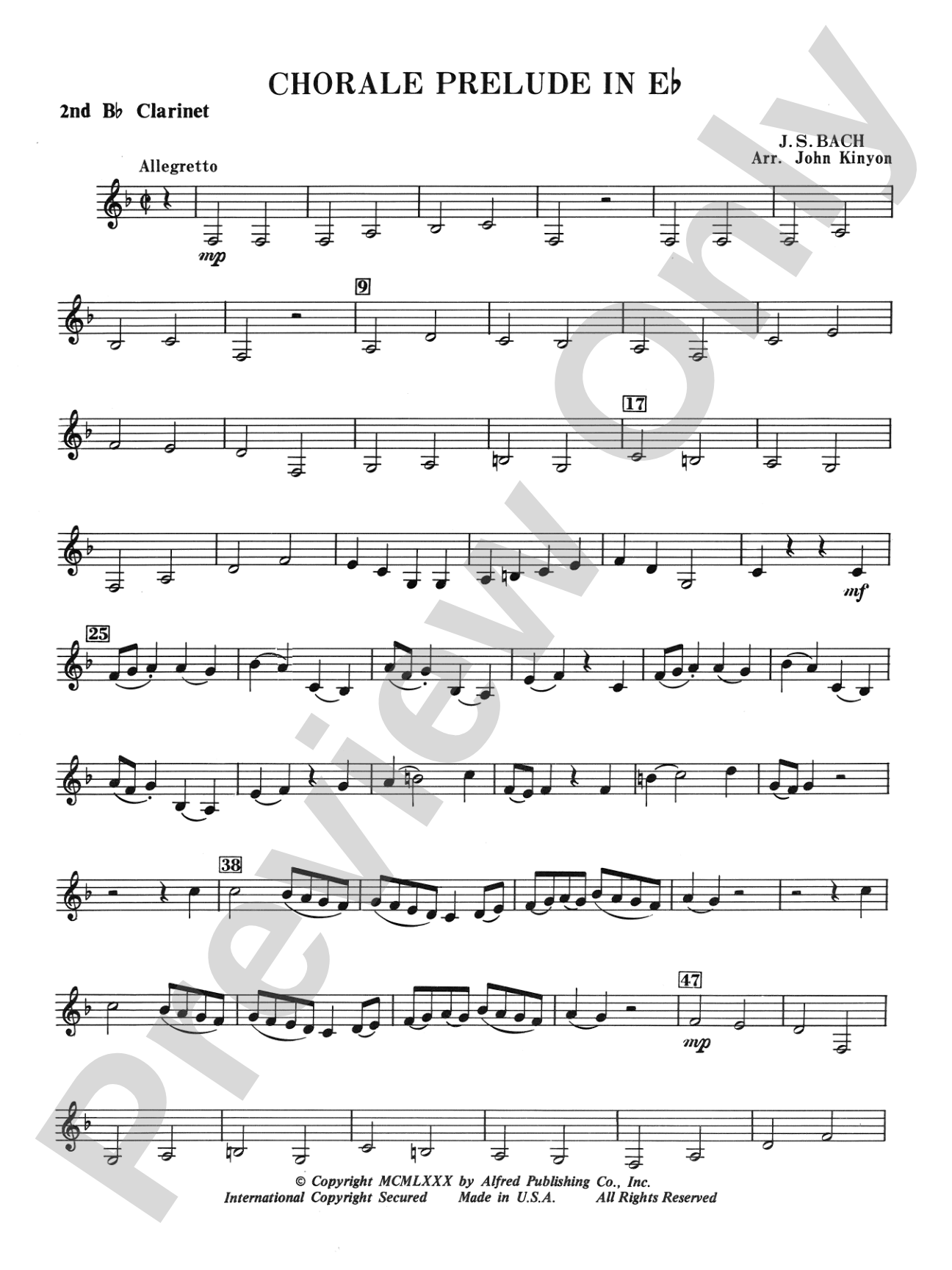 Chorale Prelude in E-Flat: 2nd B-flat Clarinet