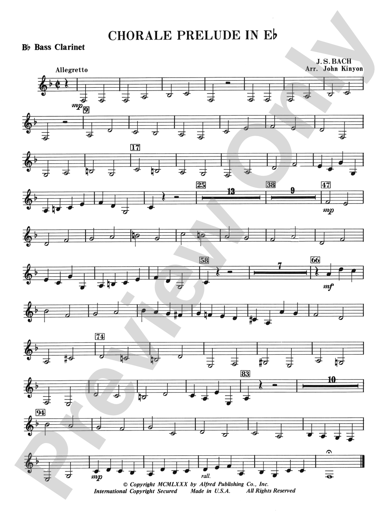 Chorale Prelude in E-Flat: B-flat Bass Clarinet