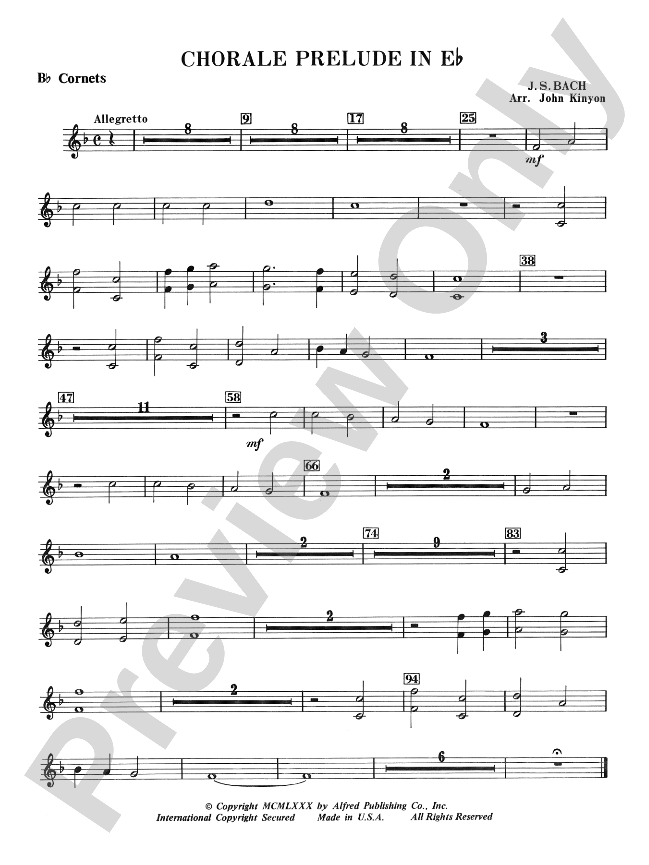 Chorale Prelude in E-Flat: 1st B-flat Cornet