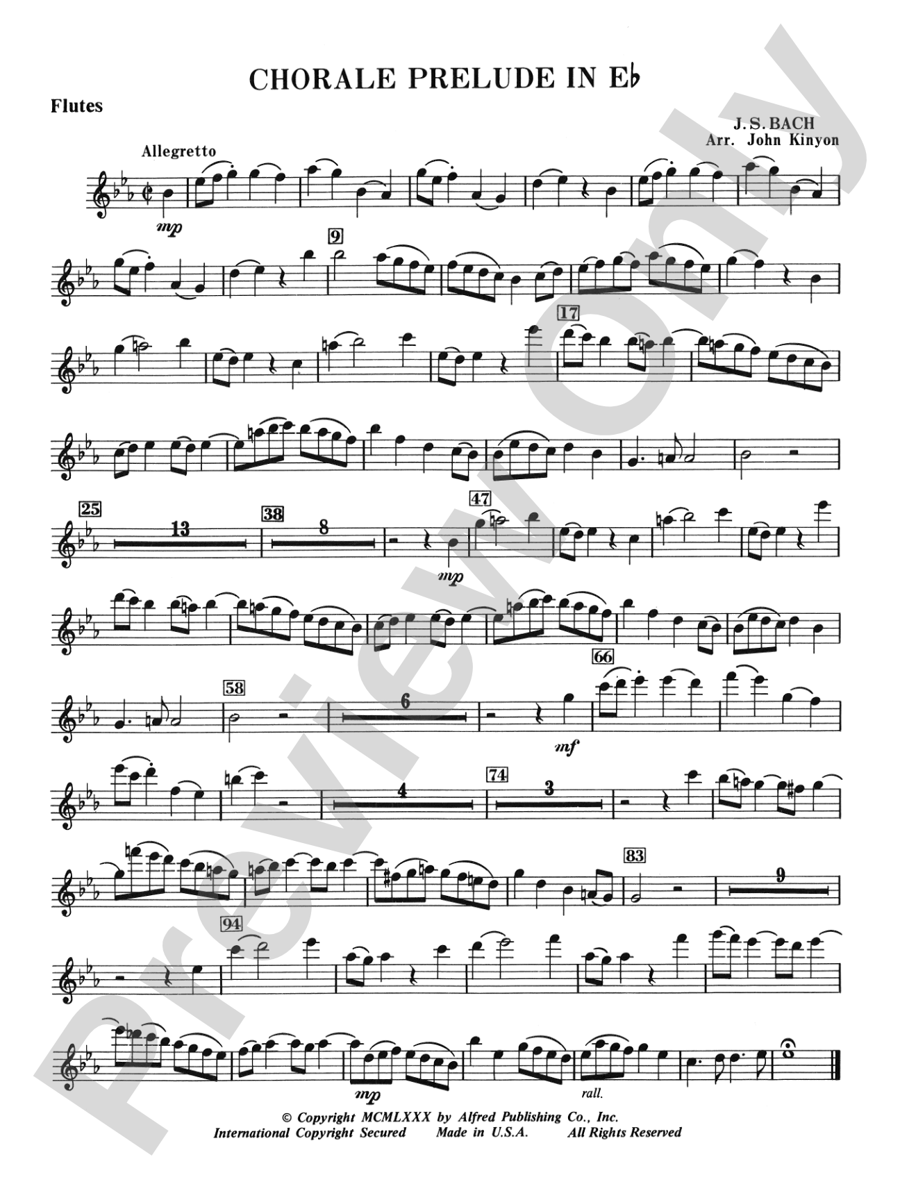 Chorale Prelude in E-Flat: Flute