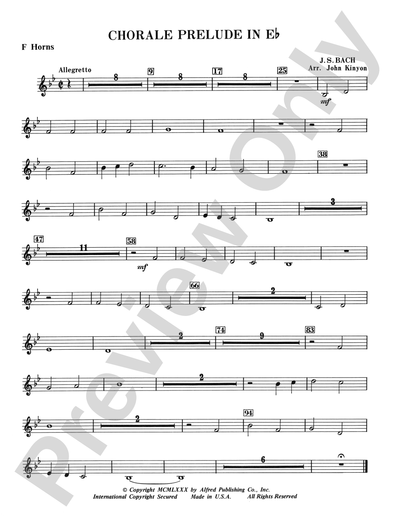 Chorale Prelude in E-Flat: 1st F Horn