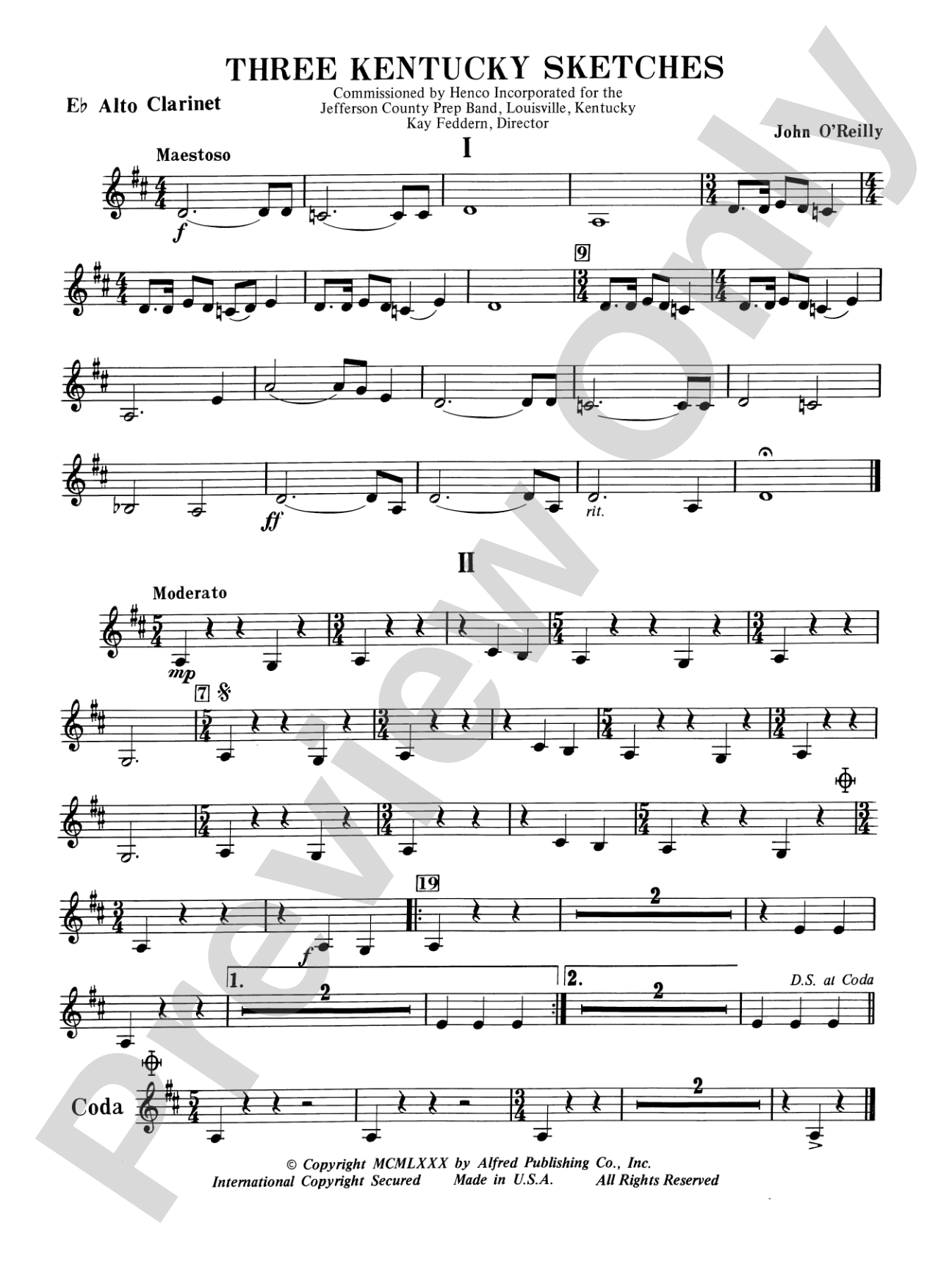 Three Kentucky Sketches: E-flat Alto Clarinet