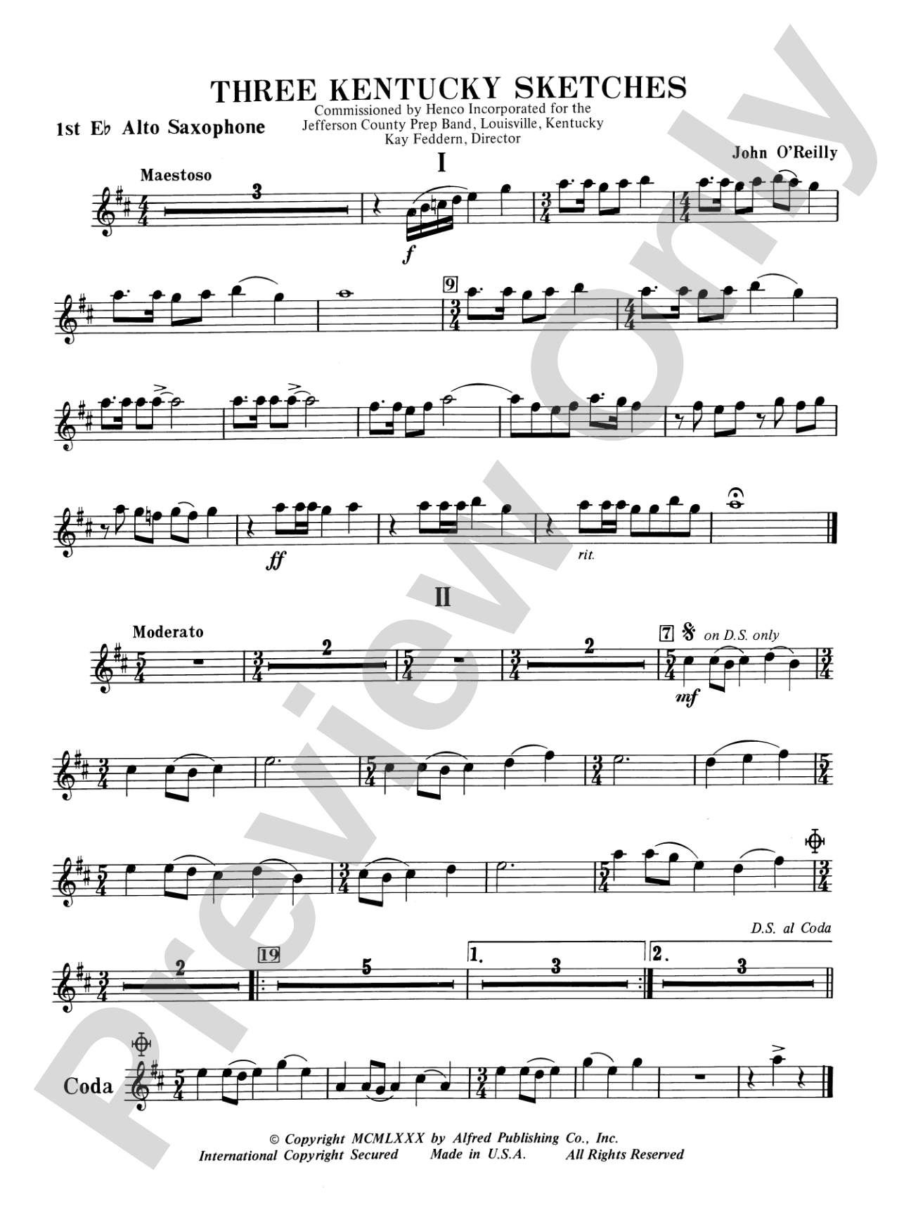 Three Kentucky Sketches: E-flat Alto Saxophone