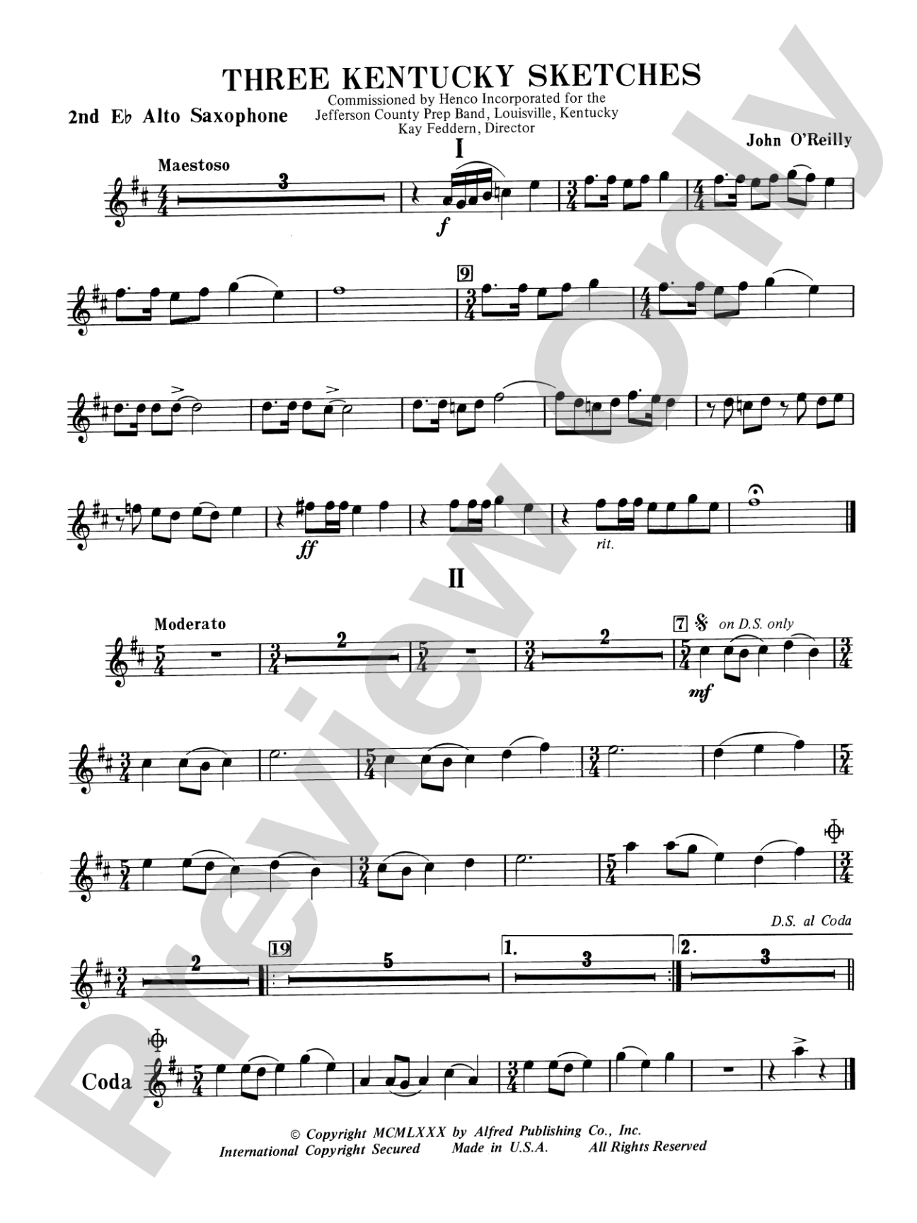 Three Kentucky Sketches: 2nd E-flat Alto Saxophone