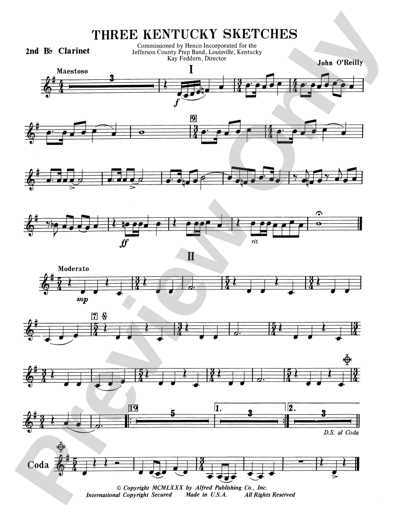 Three Kentucky Sketches: 2nd B-flat Clarinet