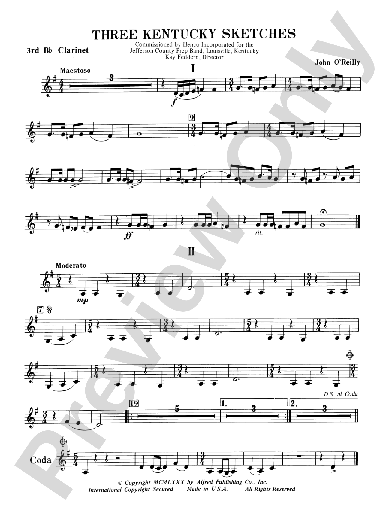 Three Kentucky Sketches: 3rd B-flat Clarinet