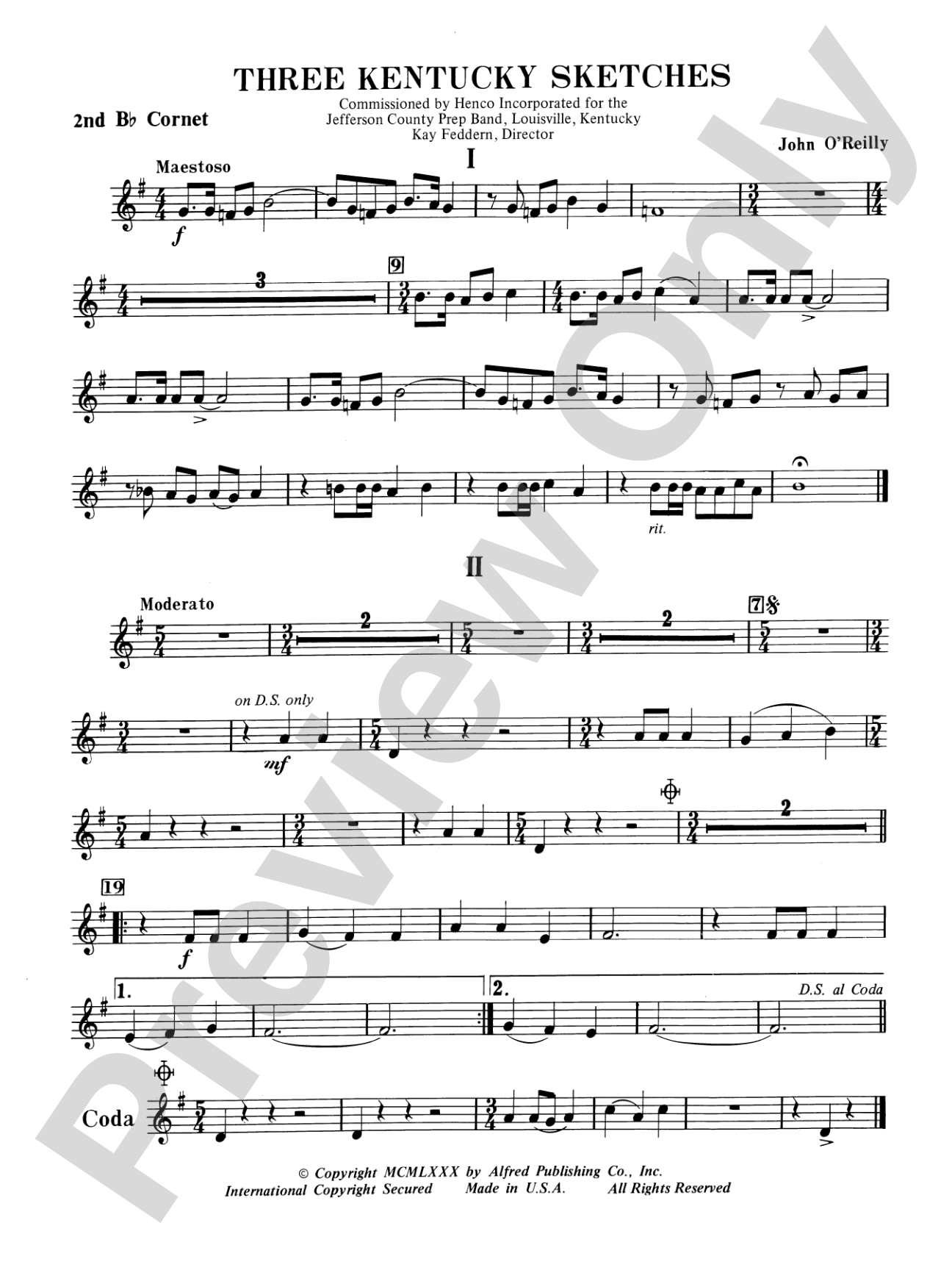 Three Kentucky Sketches: 2nd B-flat Cornet