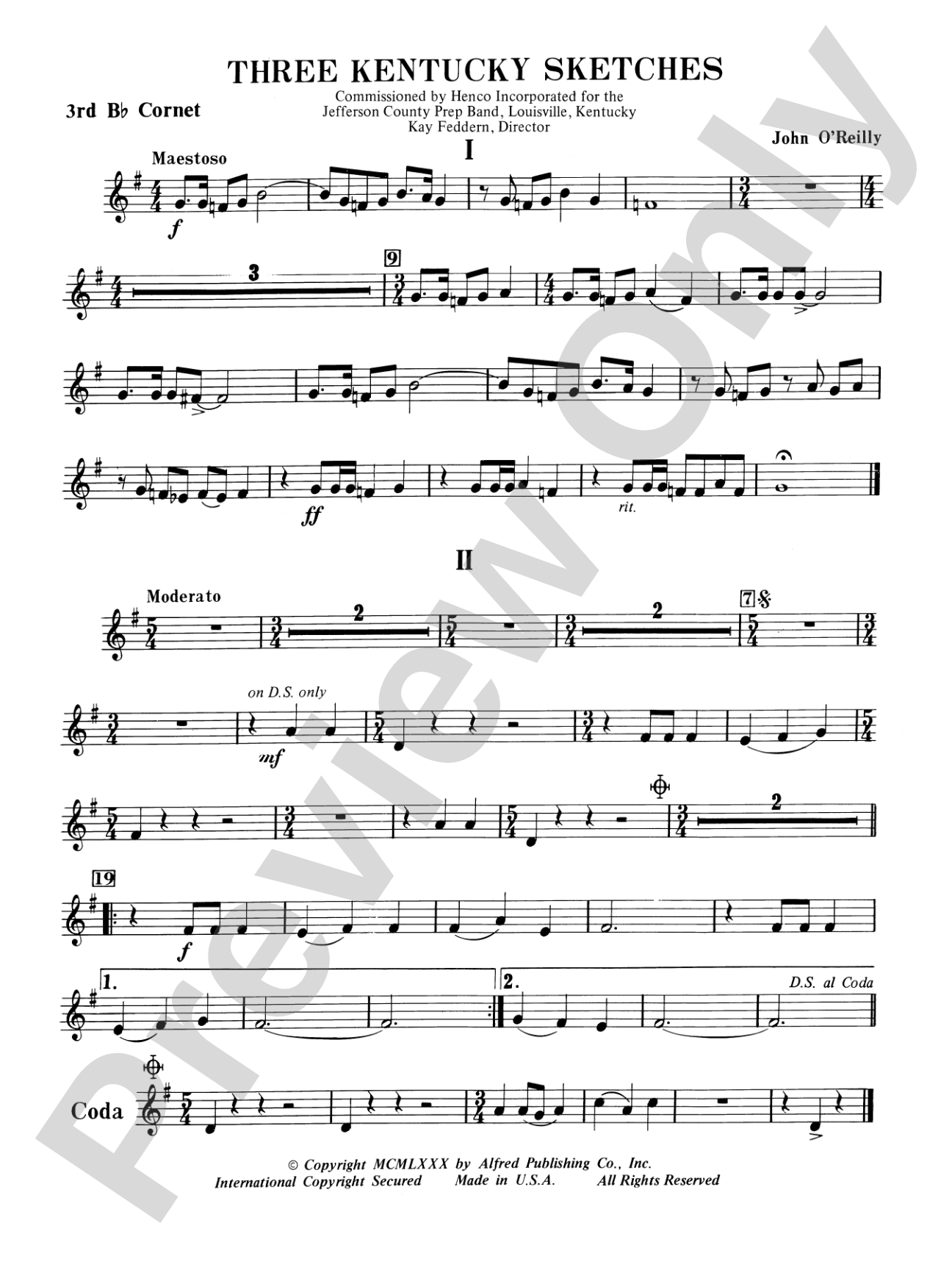 Three Kentucky Sketches: 3rd B-flat Cornet