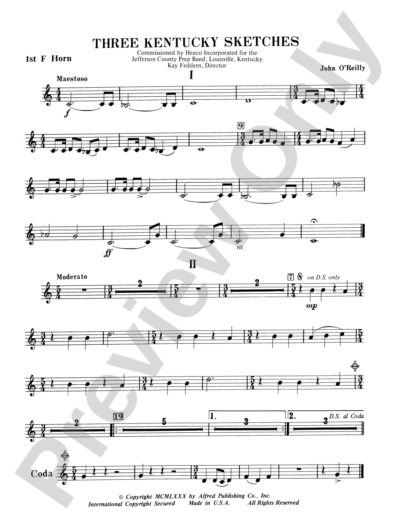 Three Kentucky Sketches: 1st F Horn