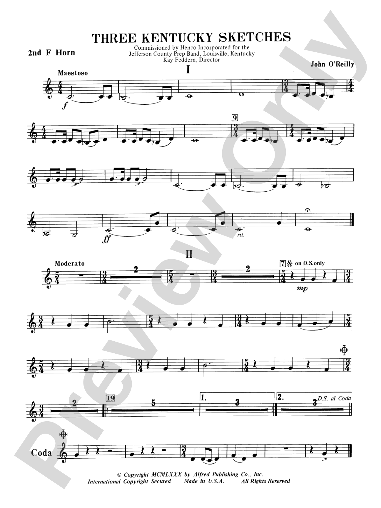 Three Kentucky Sketches: 2nd F Horn