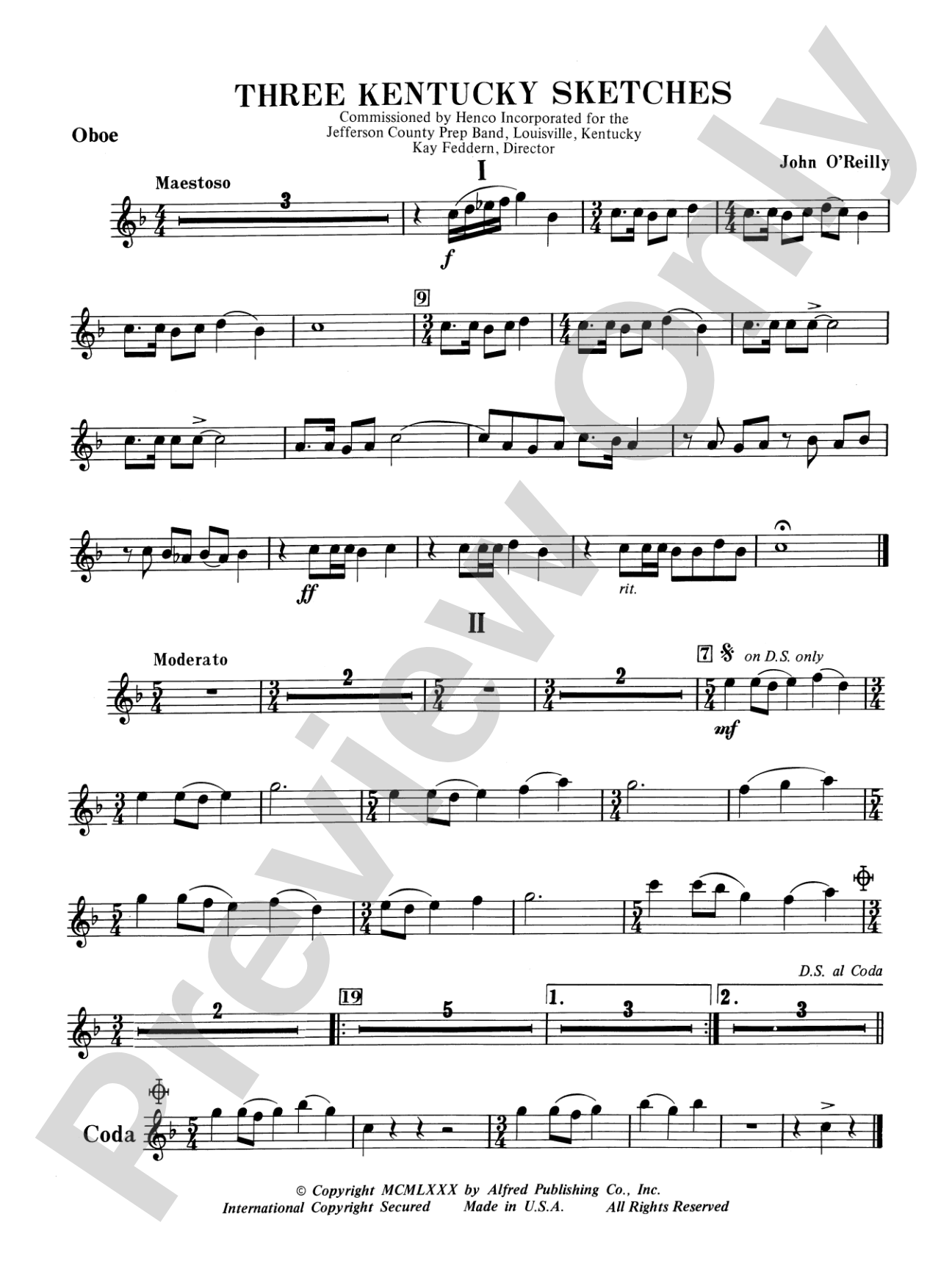 Three Kentucky Sketches: Oboe