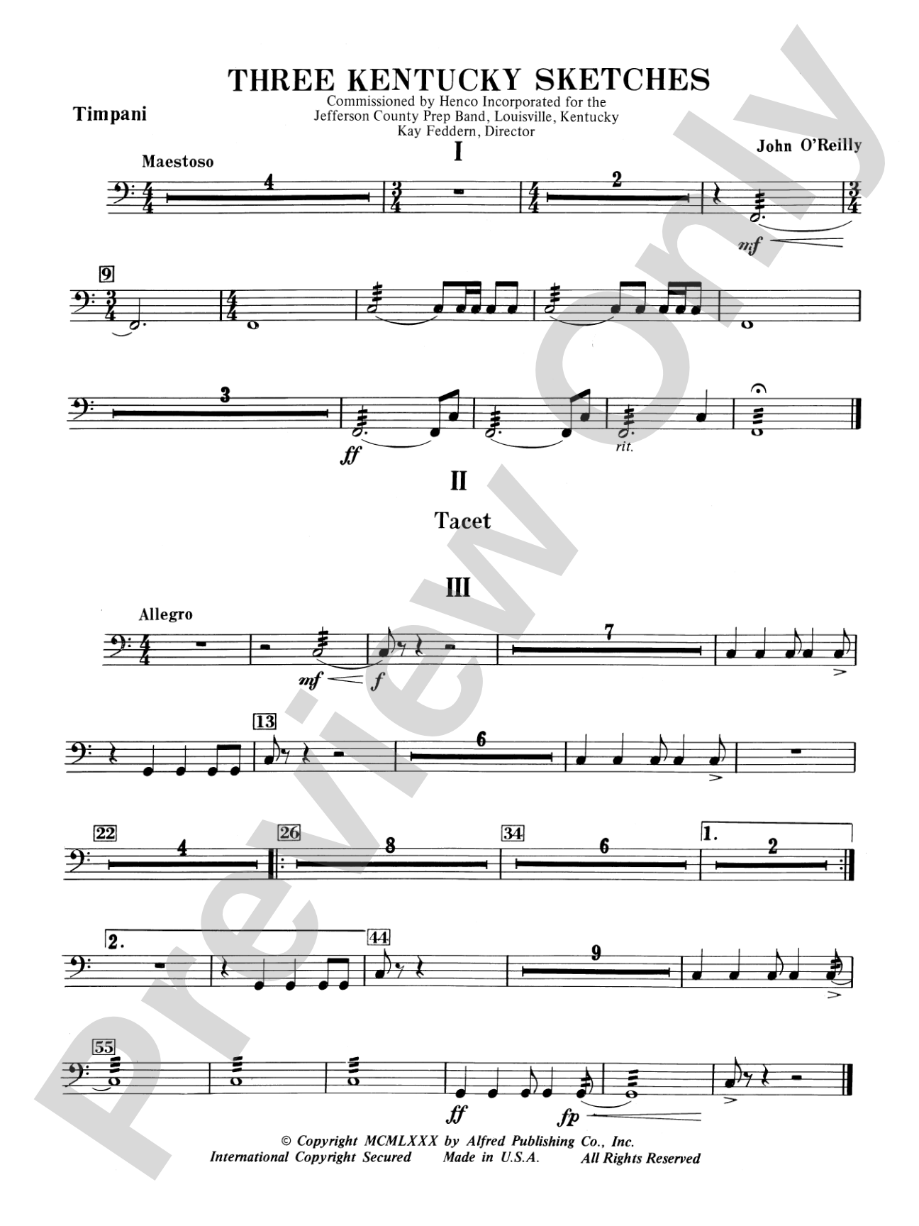 Three Kentucky Sketches: Timpani