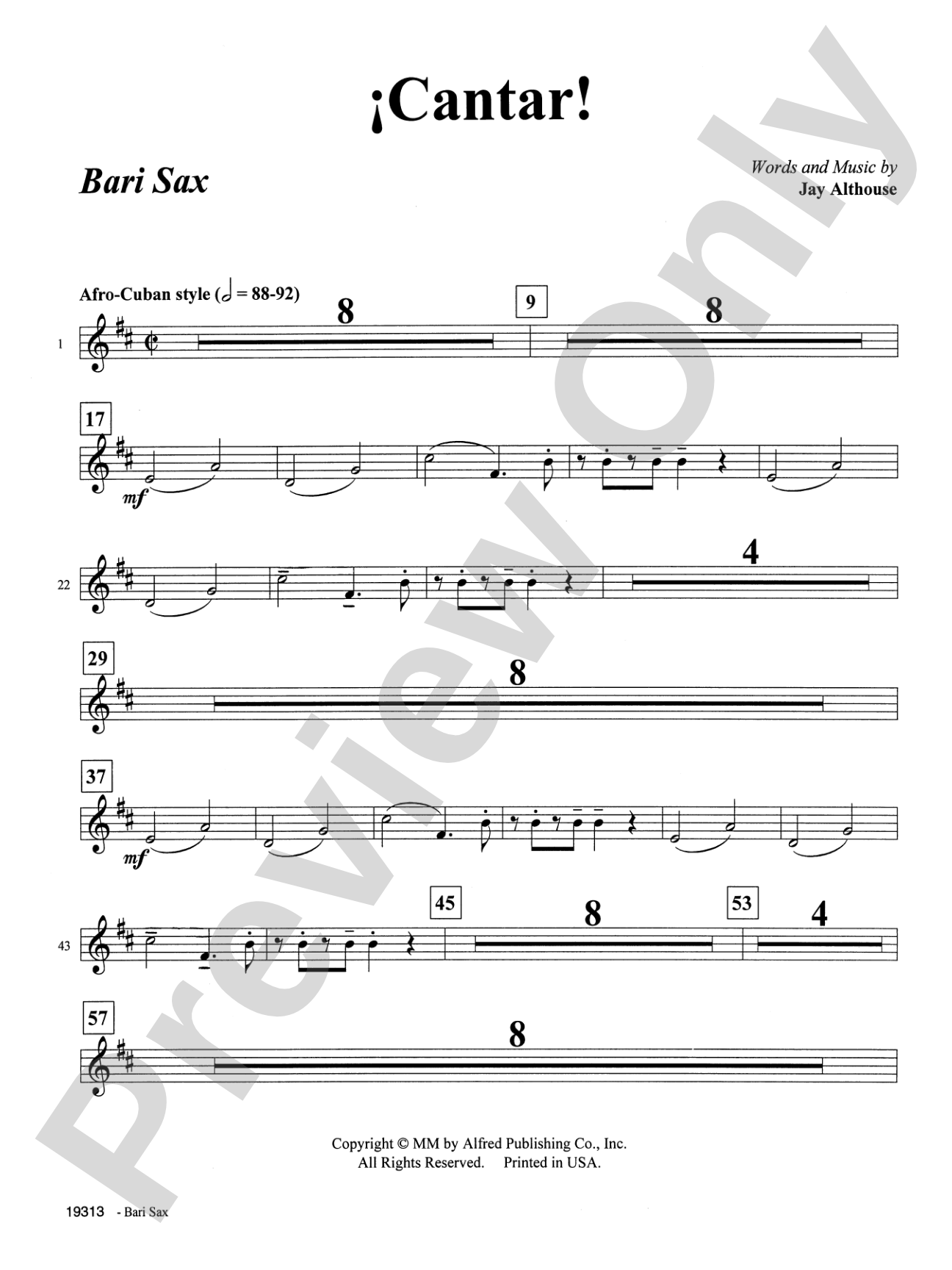 Cantar! (Sing!): E-flat Baritone Saxophone: Choral SoundPax