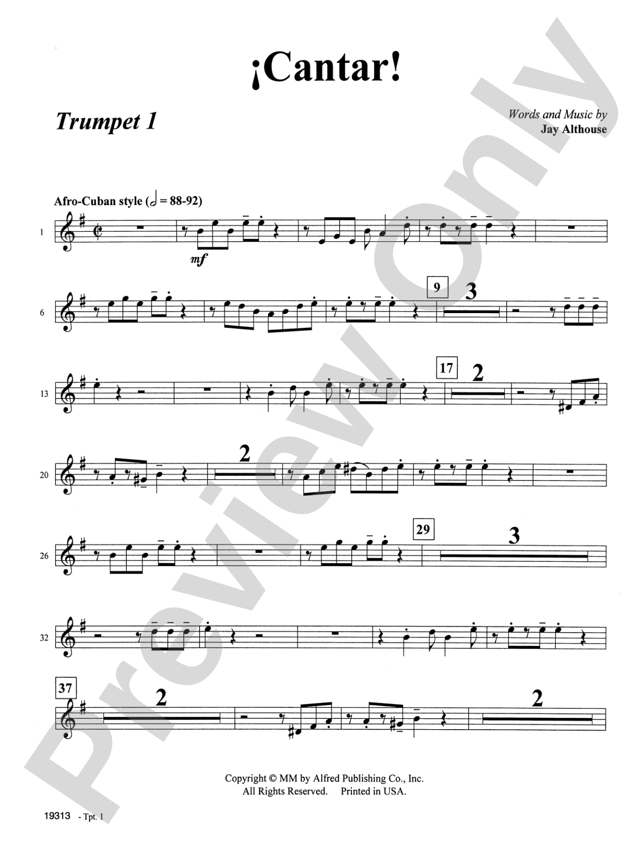 Cantar! (Sing!): 1st B-flat Trumpet: Choral SoundPax