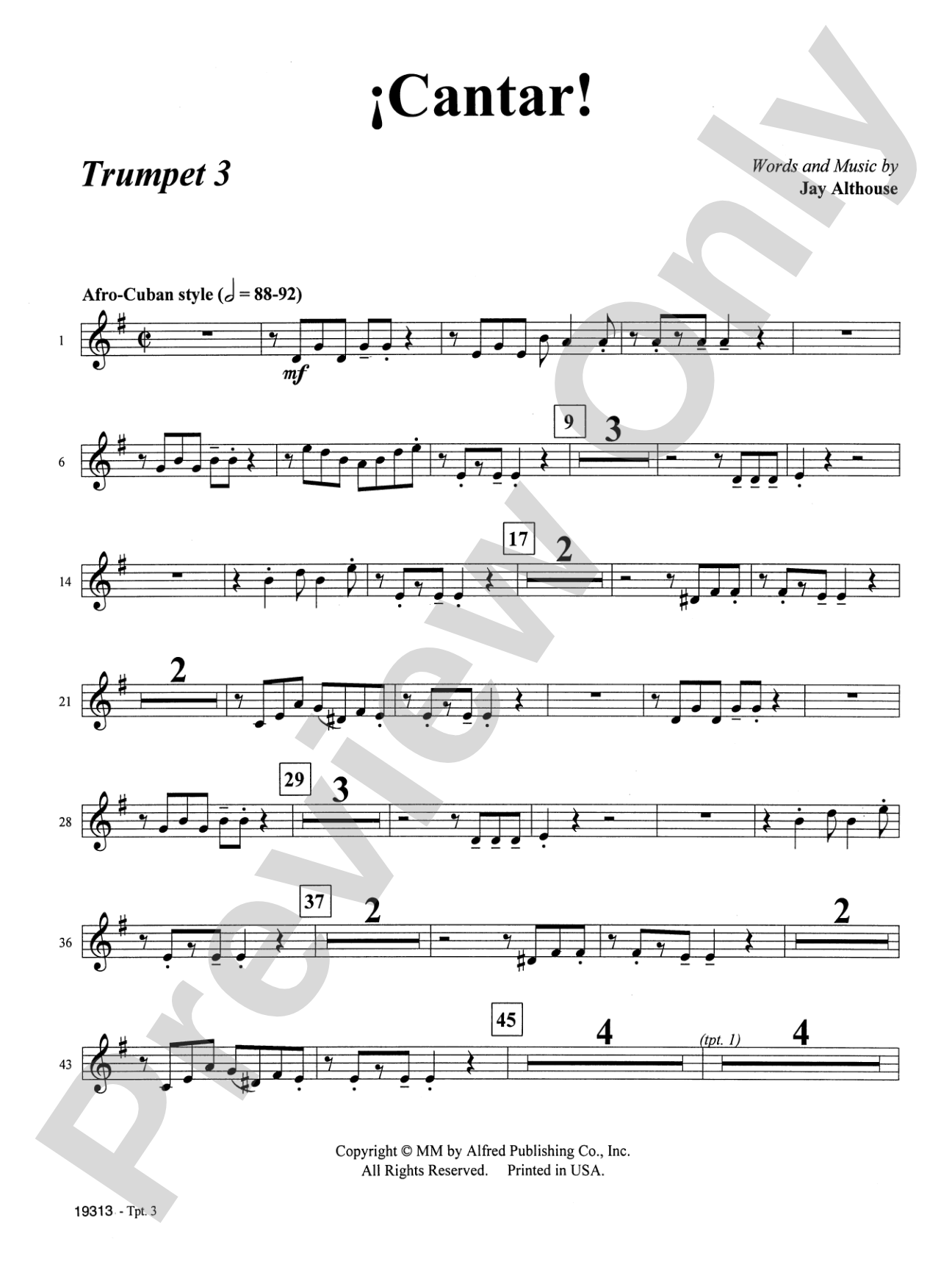 Cantar! (Sing!): 3rd B-flat Trumpet: Choral SoundPax