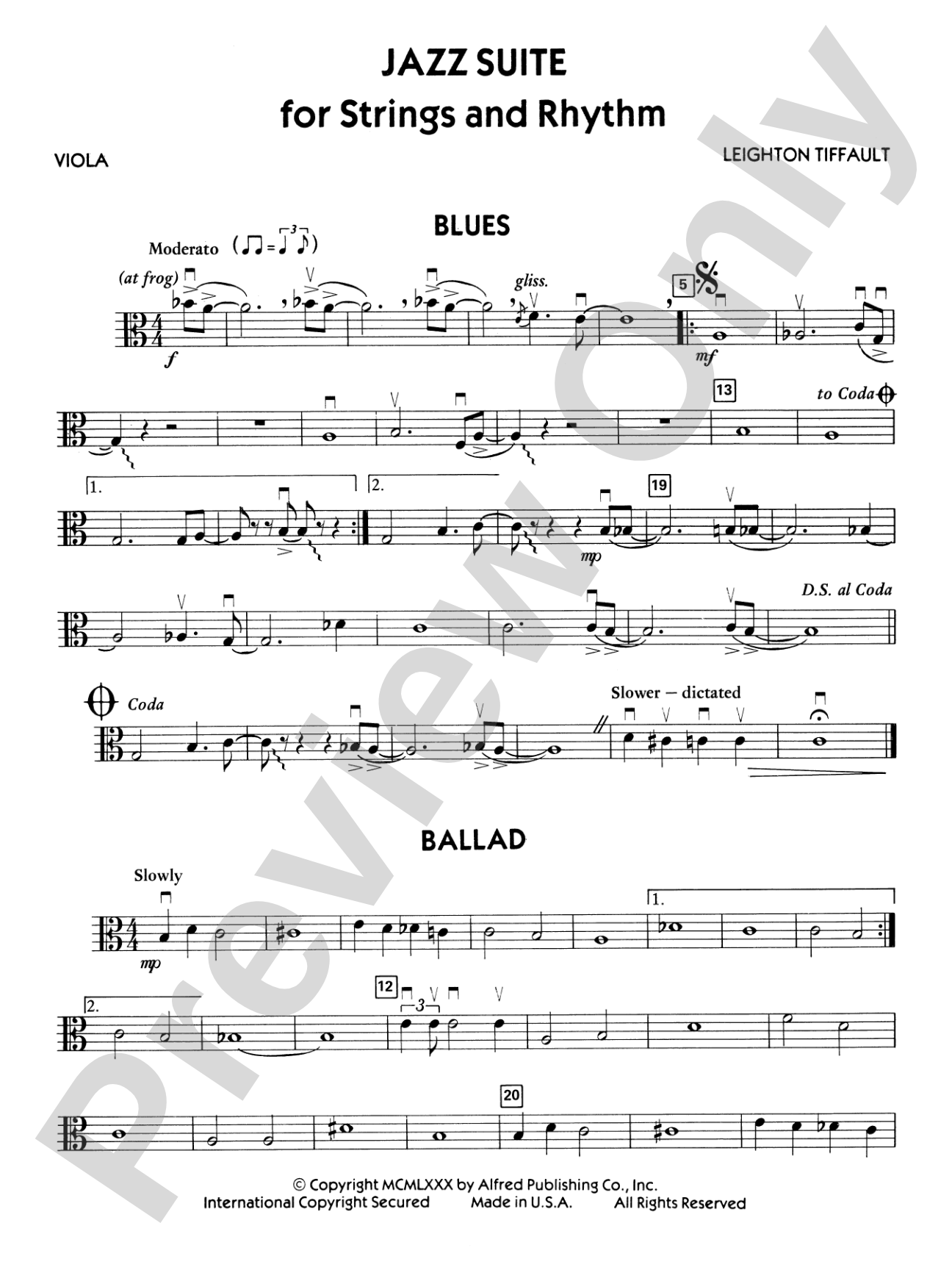 Jazz Suite for Strings and Rhythm: Viola