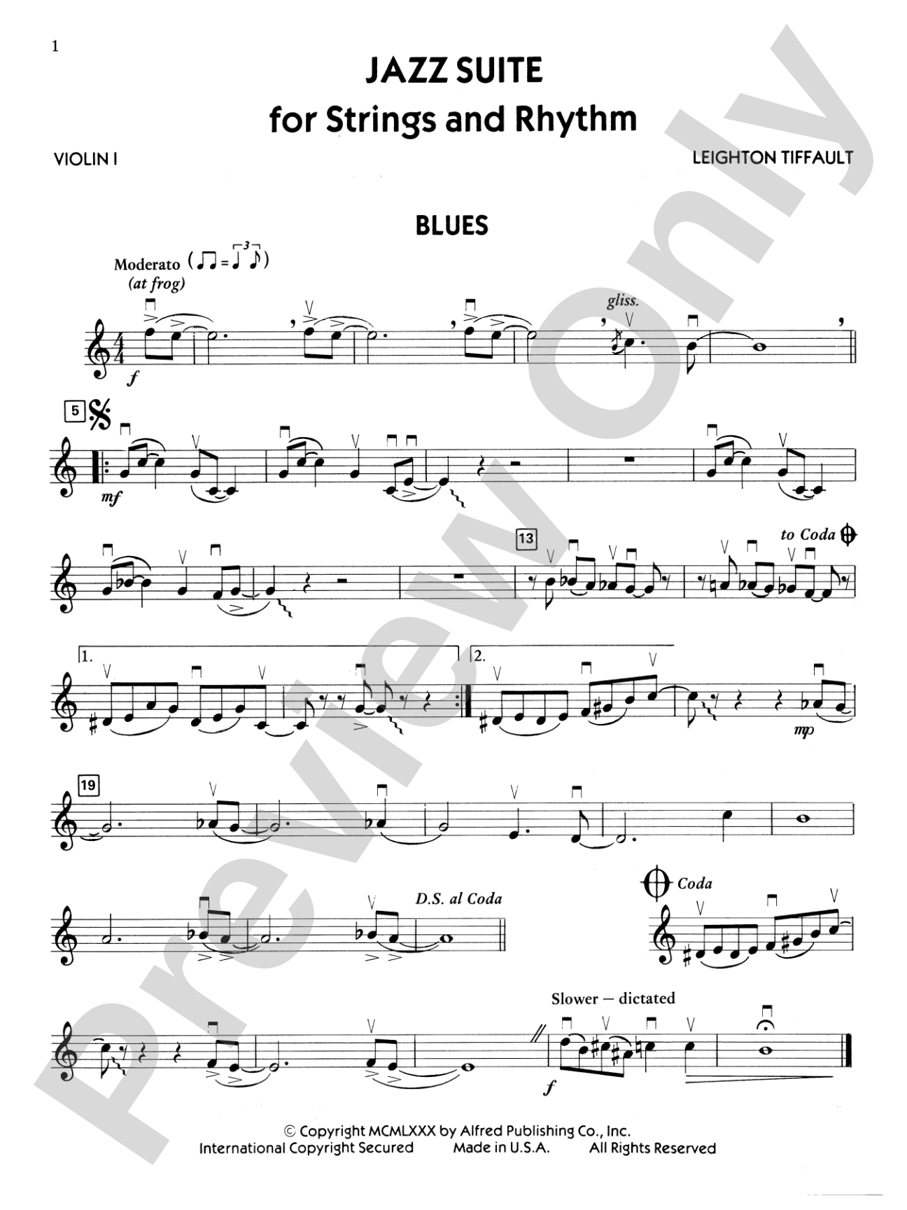 Jazz Suite for Strings and Rhythm: 1st Violin