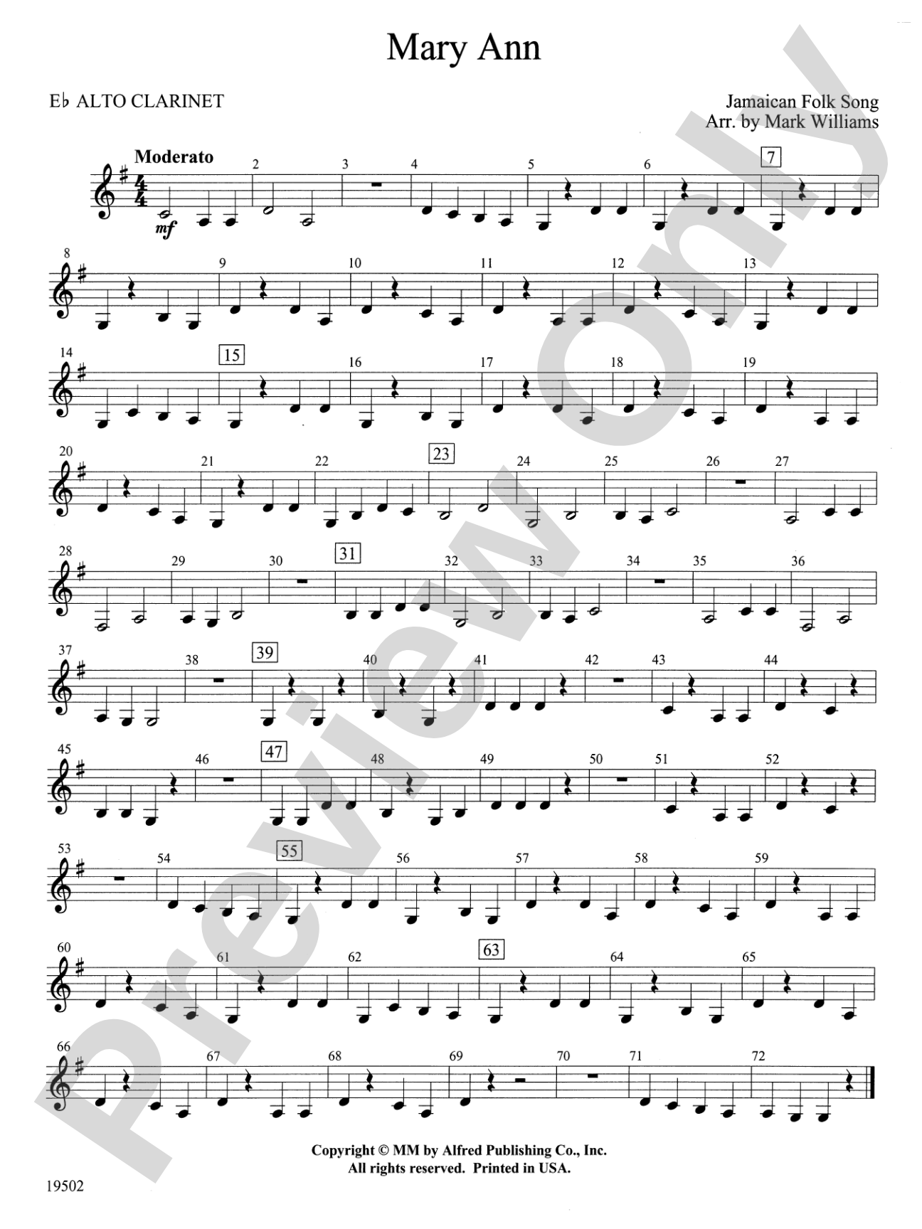 Mary Ann: E-flat Alto Clarinet