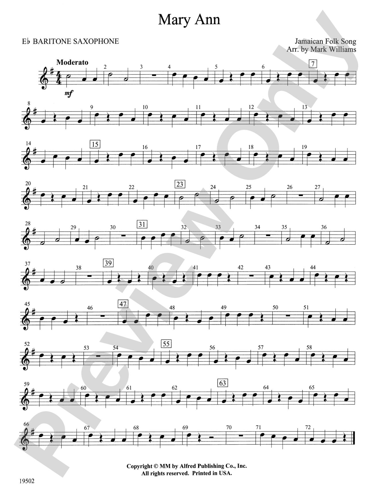 Mary Ann: E-flat Baritone Saxophone