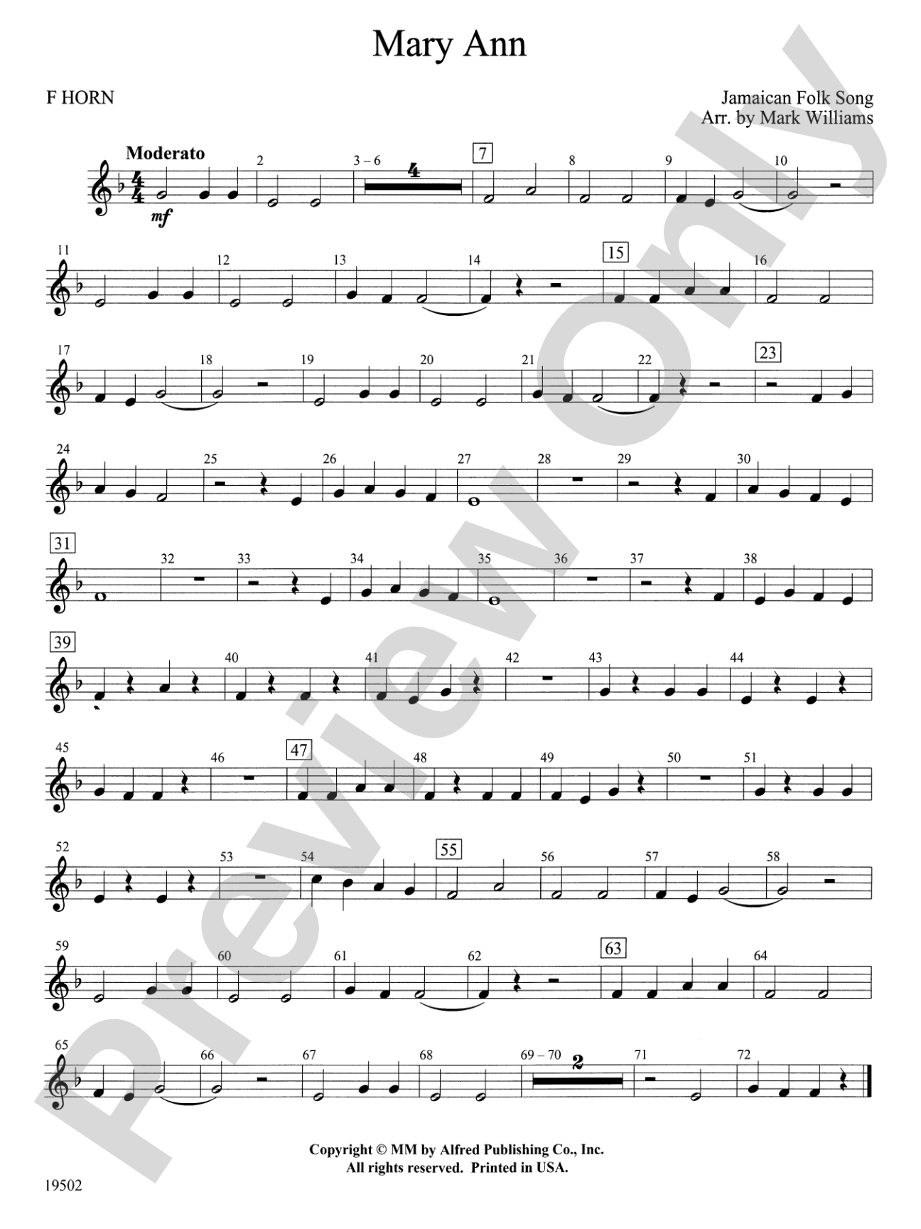 Mary Ann: 1st F Horn