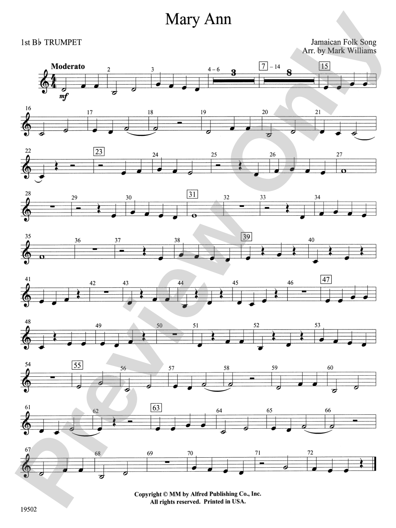 Mary Ann: 1st B-flat Trumpet