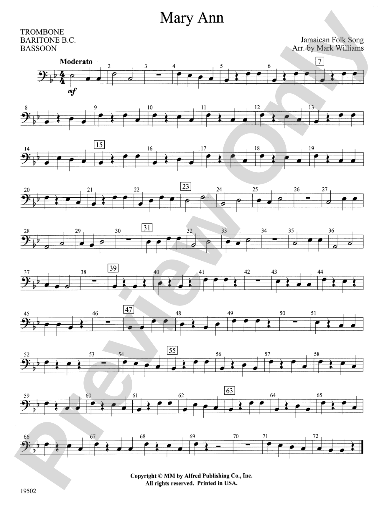 Mary Ann: 1st Trombone