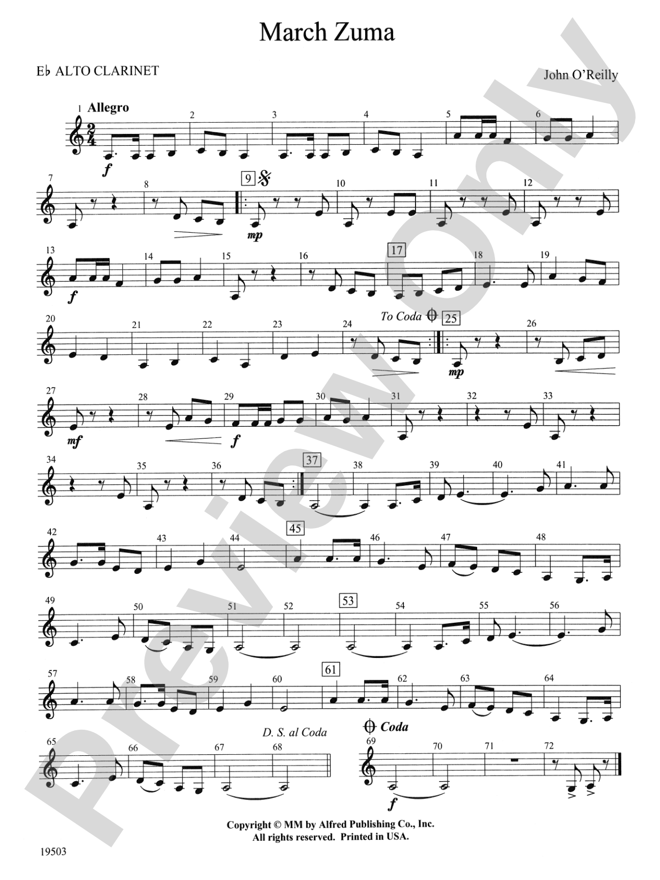 March Zuma: E-flat Alto Clarinet