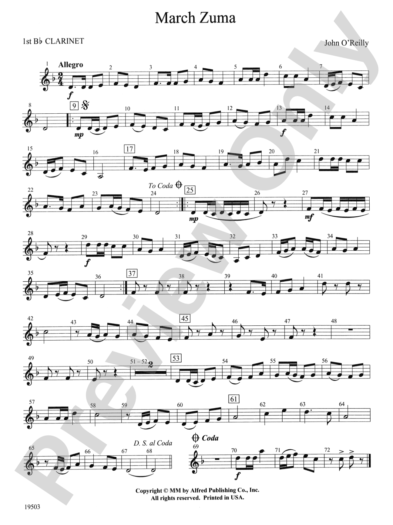 March Zuma: 1st B-flat Clarinet