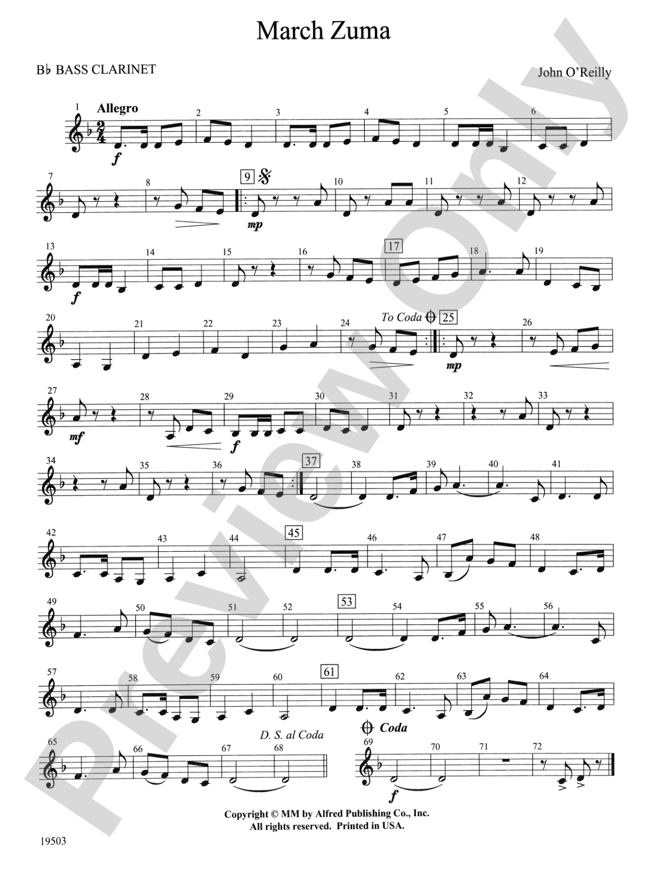 March Zuma: B-flat Bass Clarinet