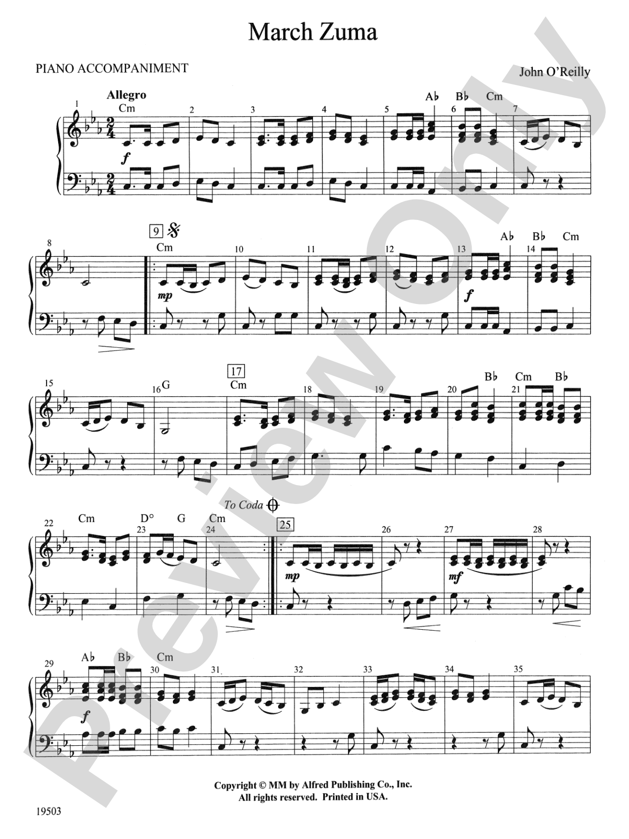March Zuma: Piano Accompaniment