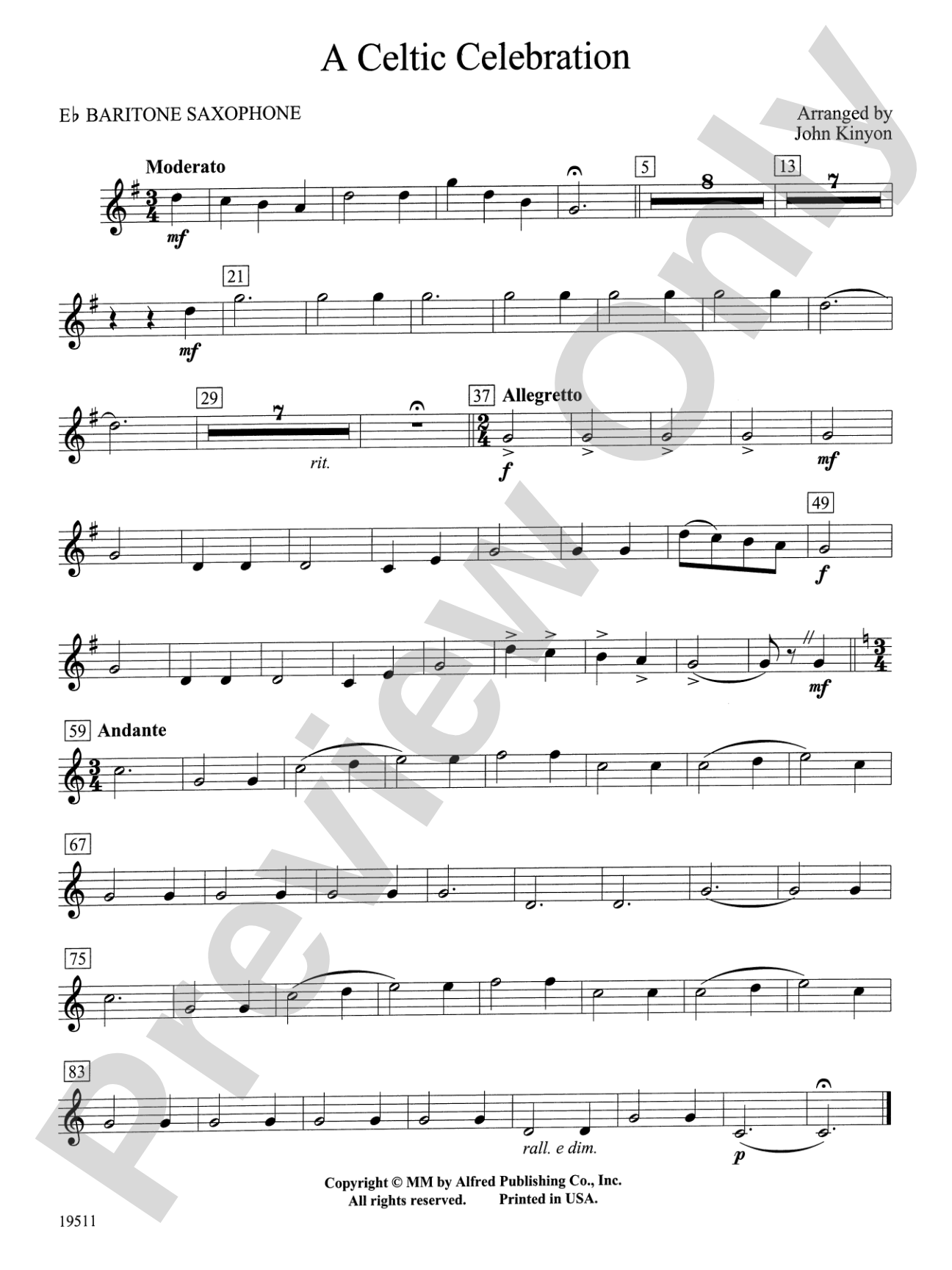 A Celtic Celebration: E-flat Baritone Saxophone