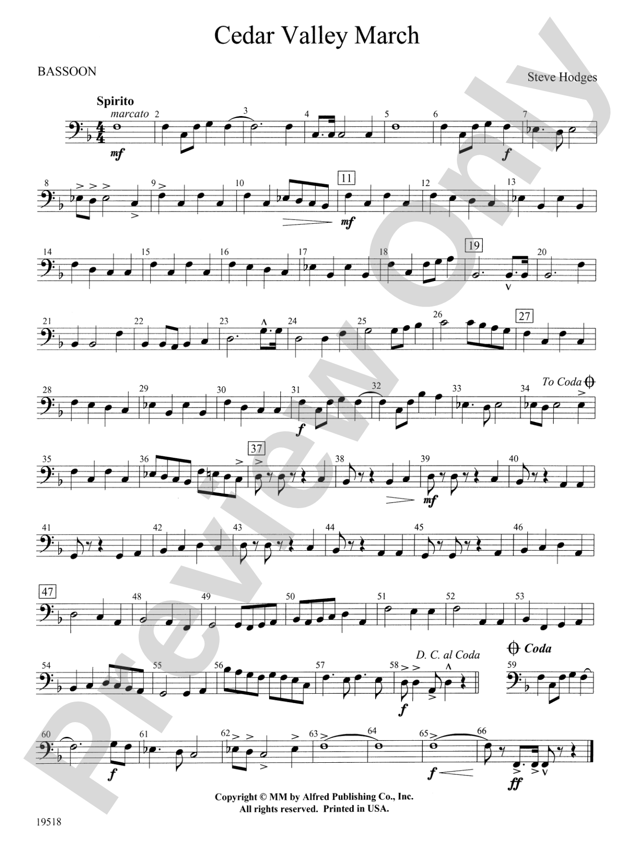 Cedar Valley March: Bassoon