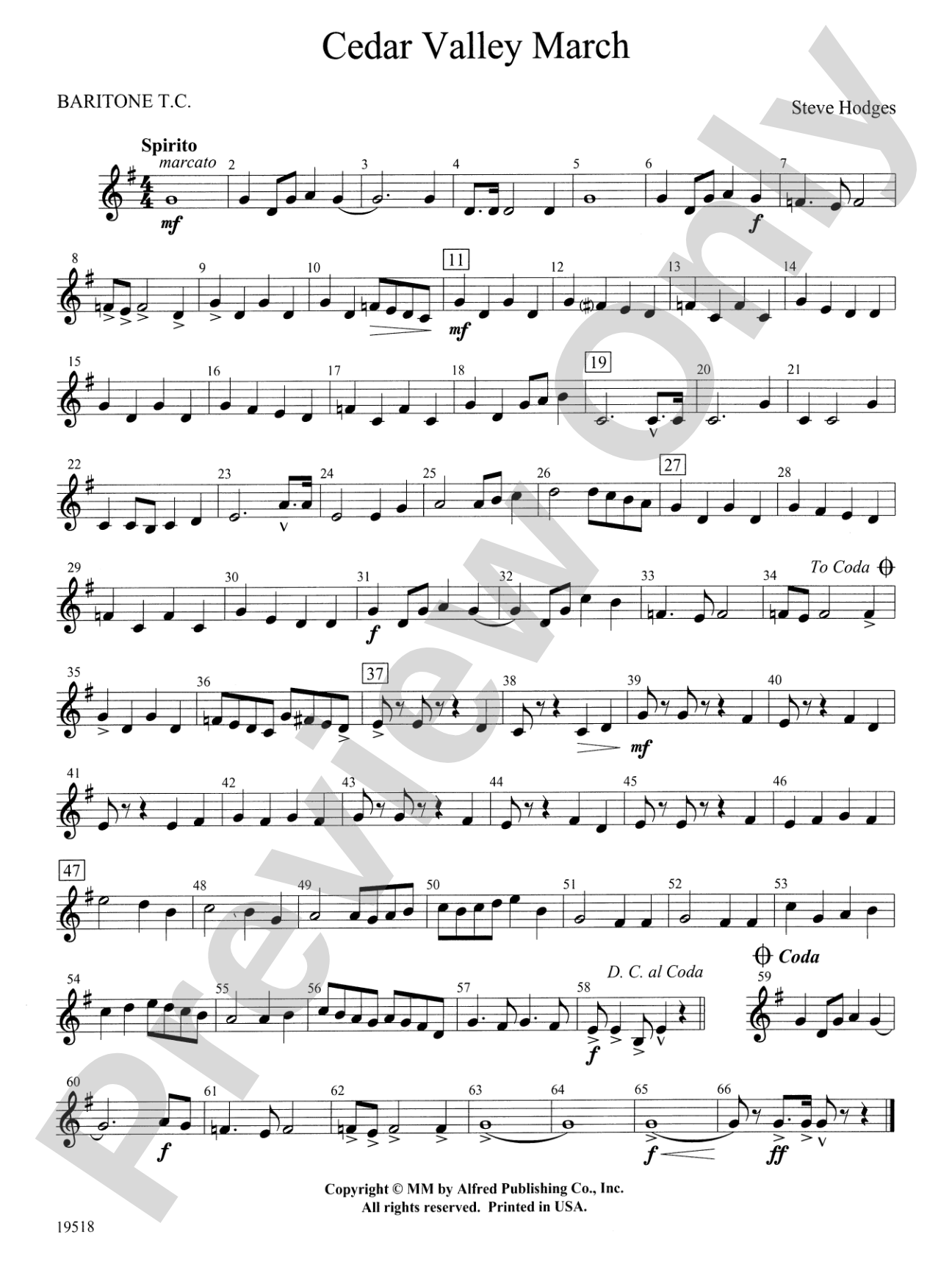 Cedar Valley March: Baritone T.C.
